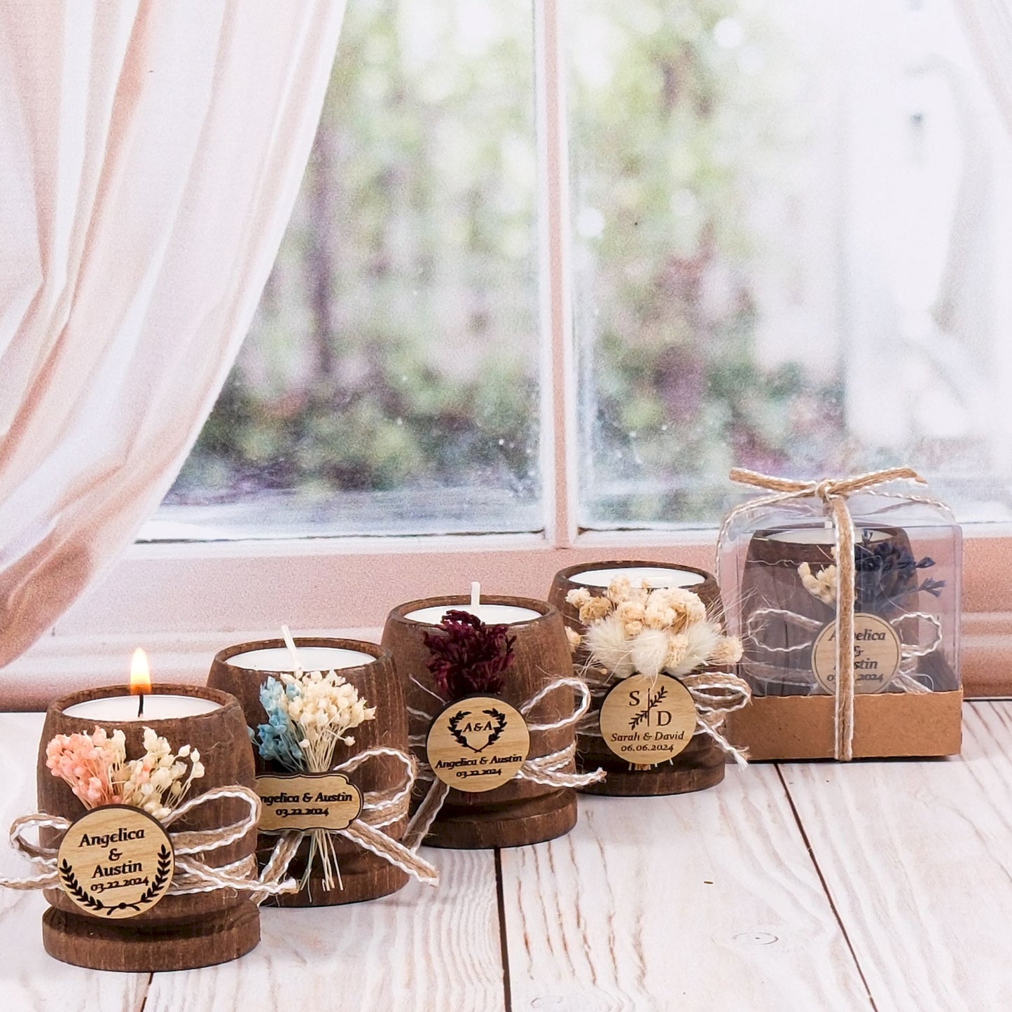 Kişiye Özel Ahşap Mumluk Düğün Hediyeleri, Nişan Hediyeleri, Nikah Hediyeleri