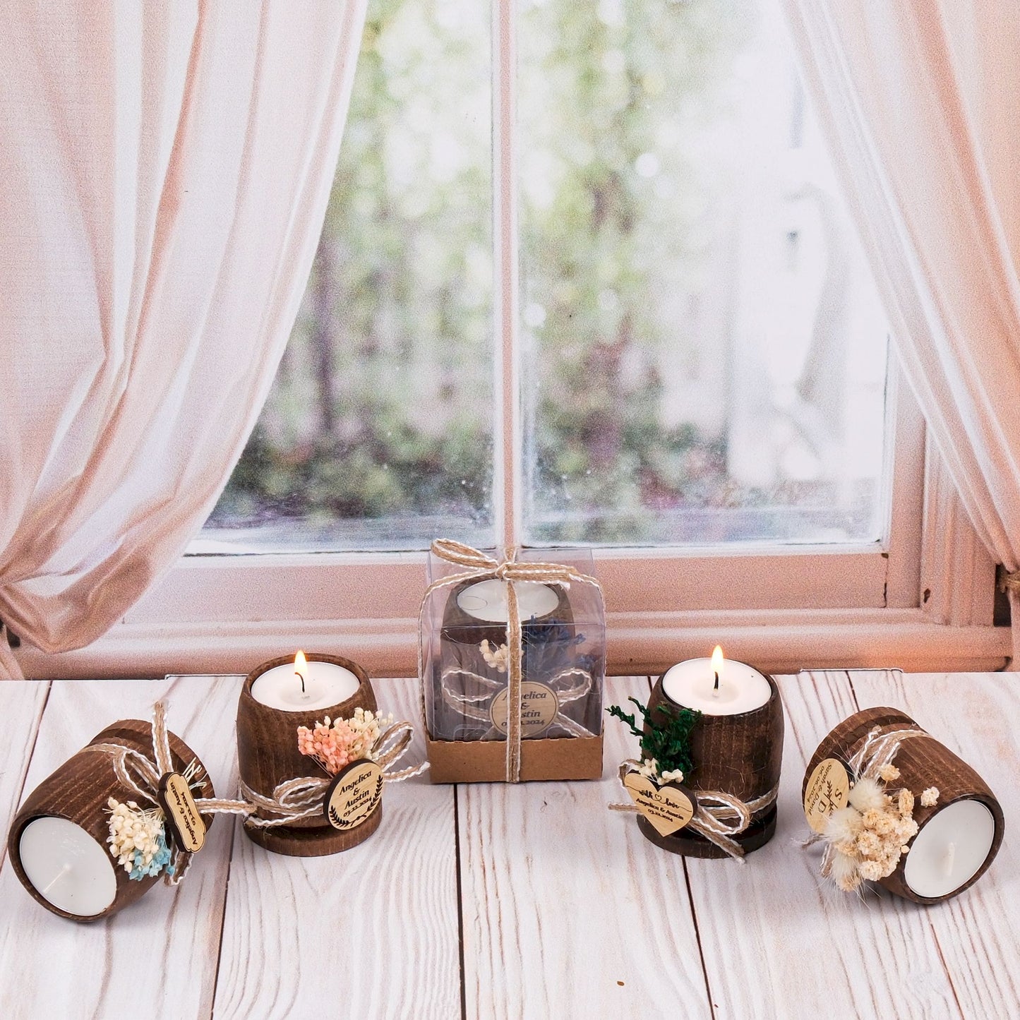 Kişiye Özel Ahşap Mumluk Düğün Hediyeleri, Nişan Hediyeleri, Nikah Hediyeleri