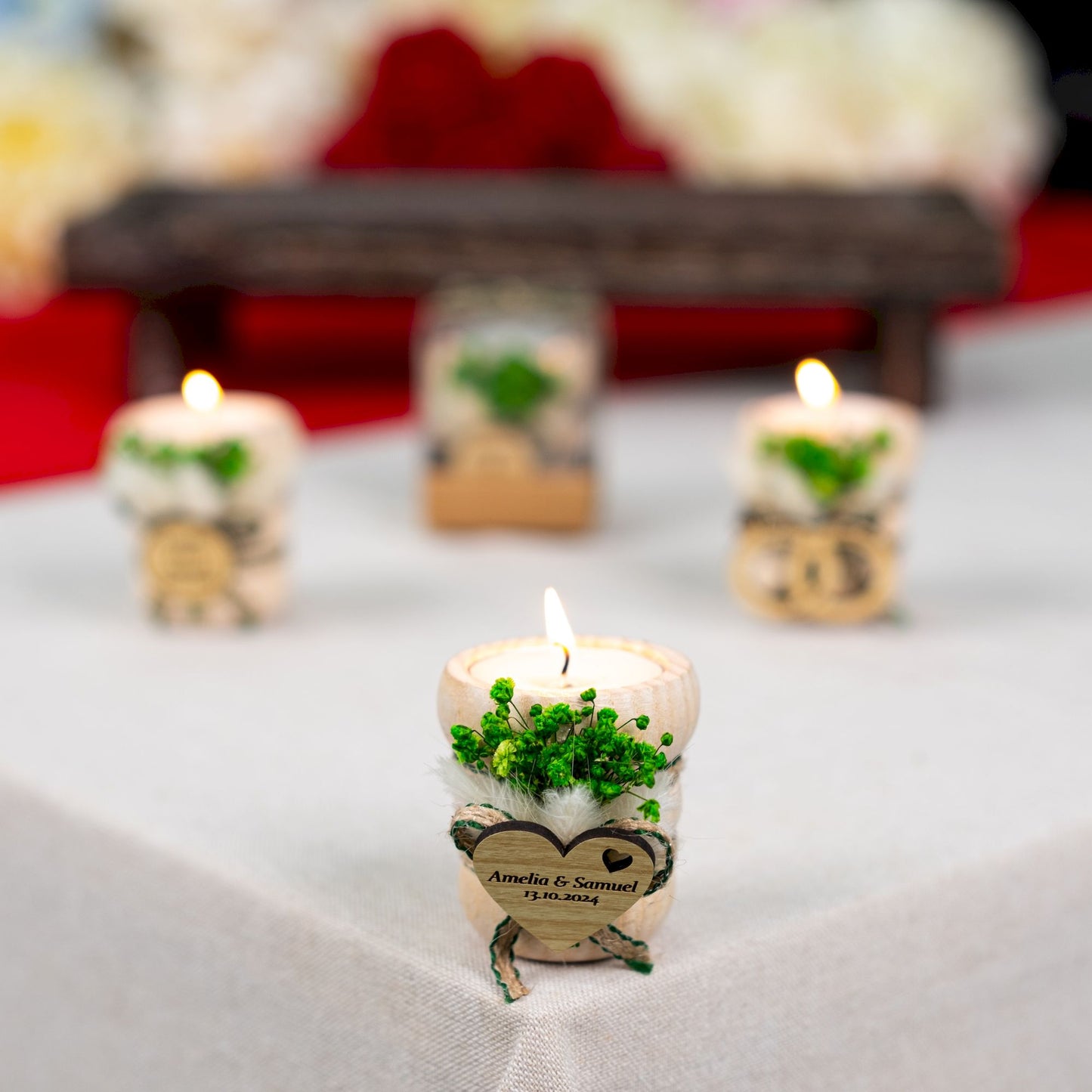 Kişiye Özel Ahşap Mumluk Düğün Hediyeleri, Nişan Hediyeleri, Nikah Hediyeleri