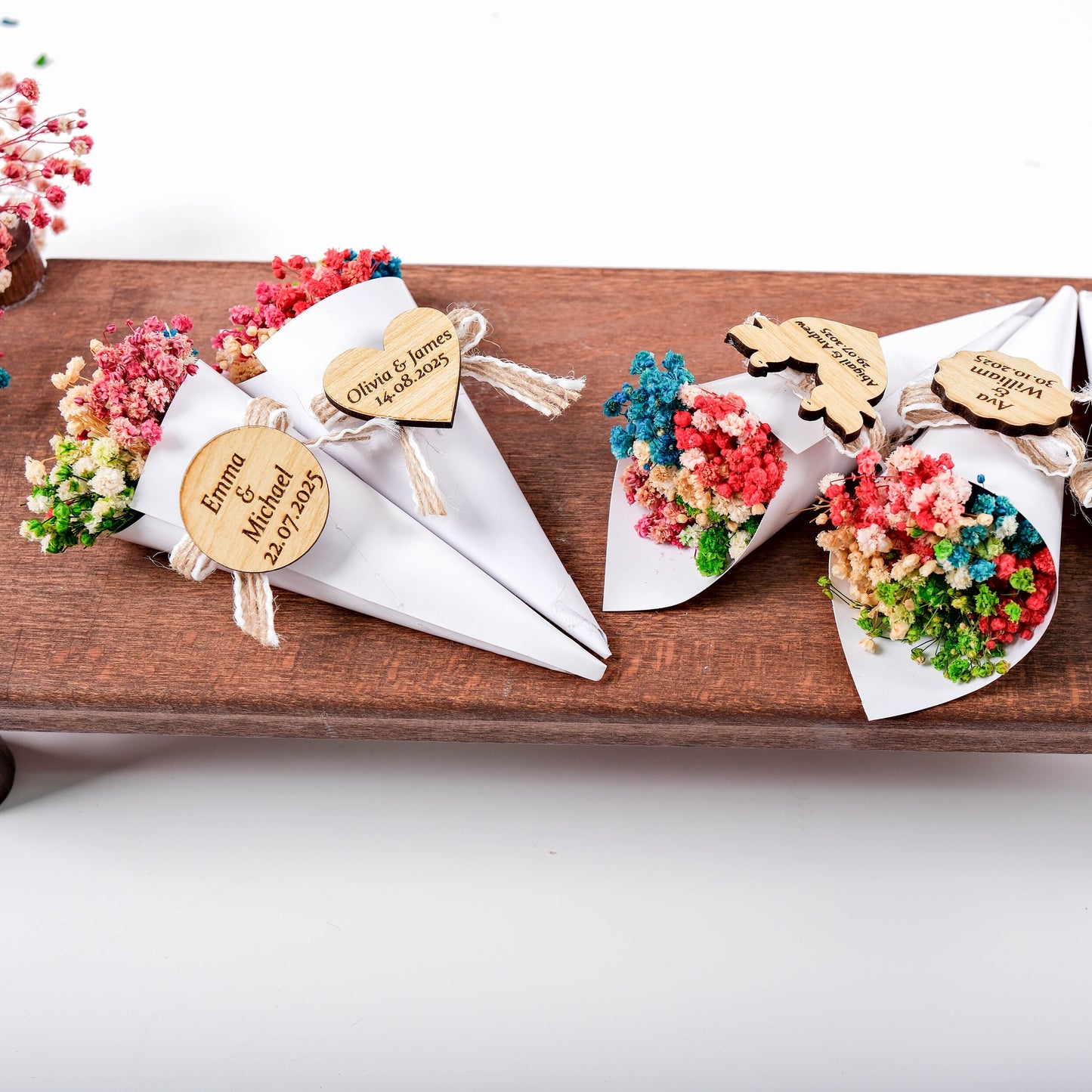 Kişiye Özel Mıknatıslı Mini Buket Düğün Hediyesi, Kına Hediyeleri, Ahşap Etiketli Mini Buket Nikah Hediyeleri