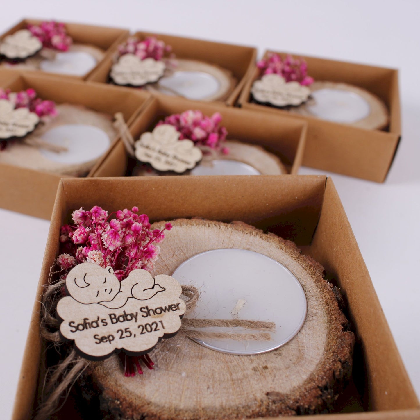 Kişiye Özel Ahşap Mumluk Baby Shower Hediyeleri, Bebek Şekeri