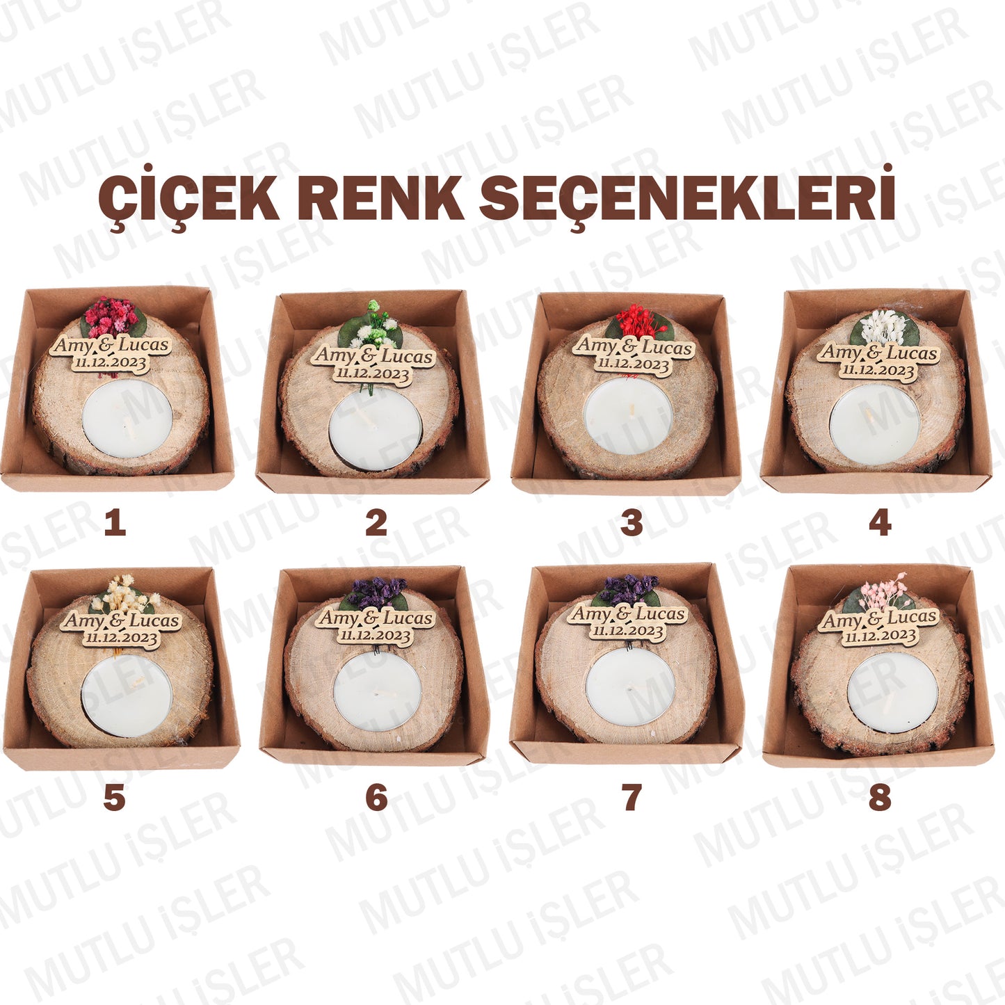 Kişiye Özel Ahşap Mumluk Düğün Hediyeleri, Nikah Hediyeleri, Nişan Hediyeleri