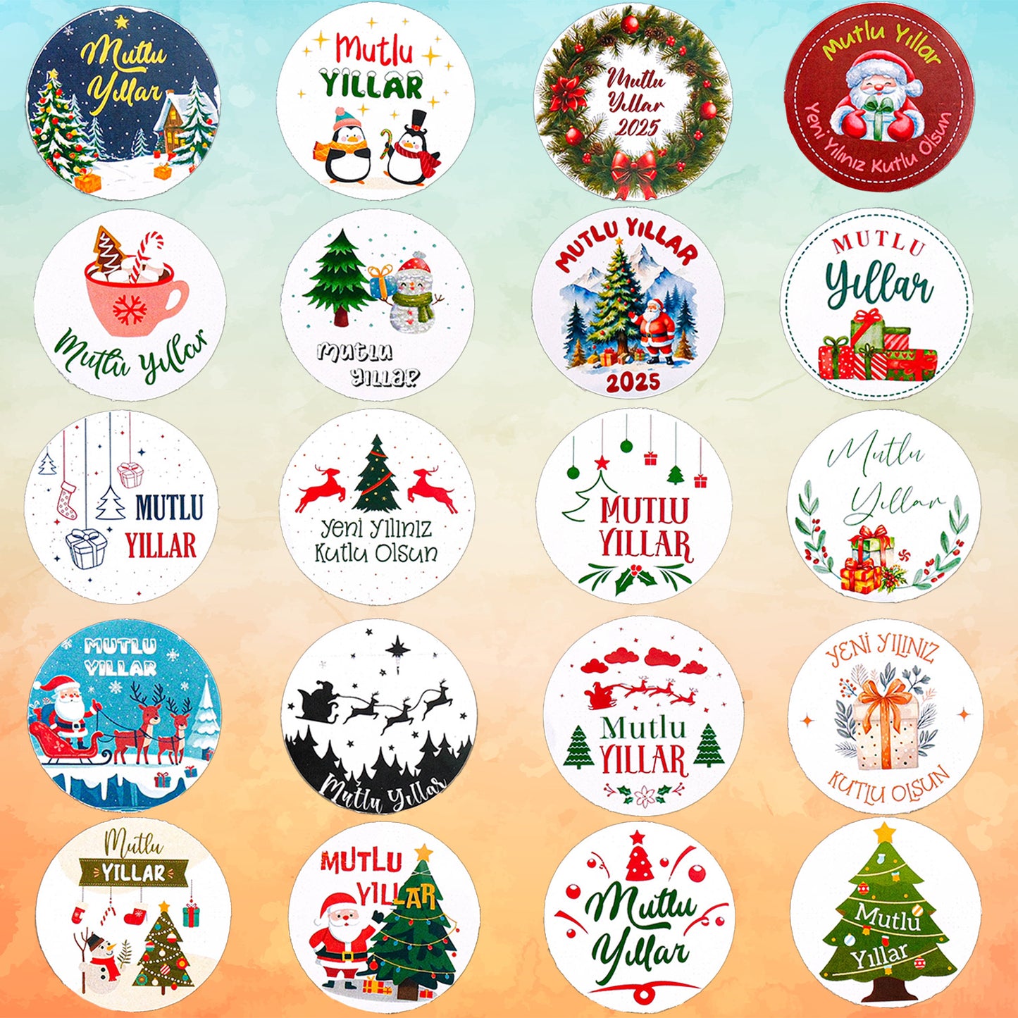 Mutlu Yıllar Yılbaşı Sticker, Yılbaşı Çıkartma Cam Sticker Happy New Year Sticker