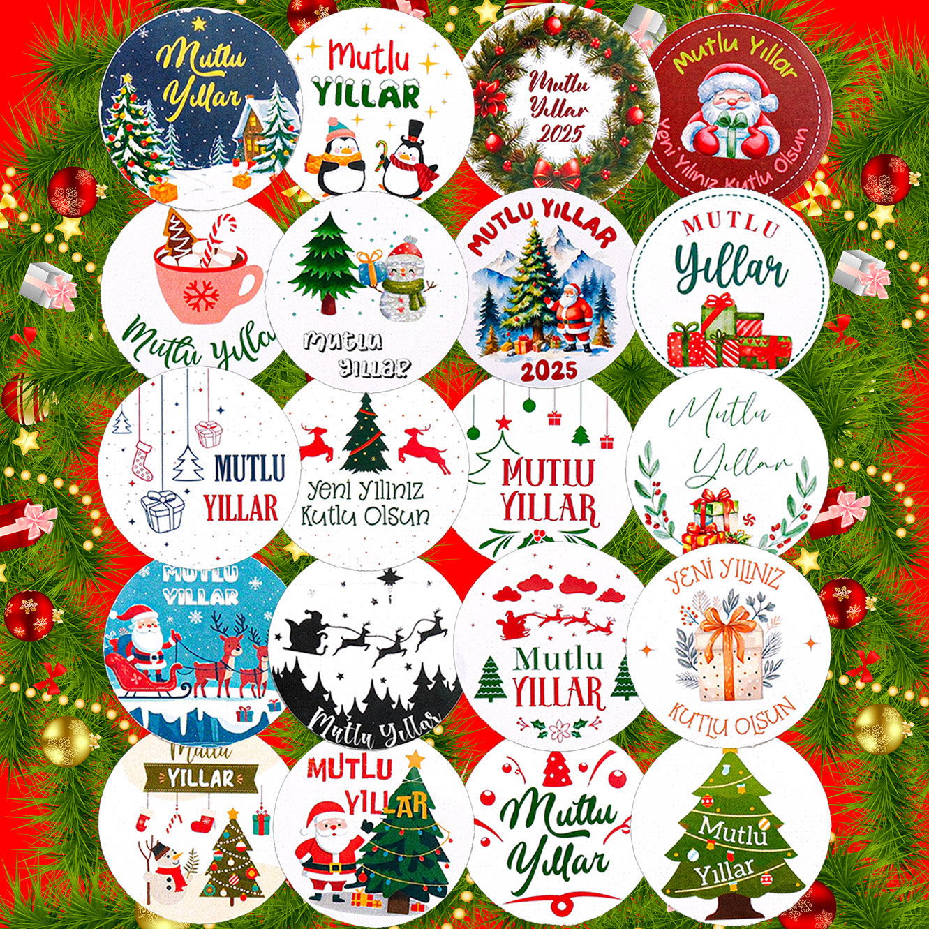Mutlu Yıllar Yılbaşı Sticker, Yılbaşı Çıkartma Cam Sticker Happy New Year Sticker