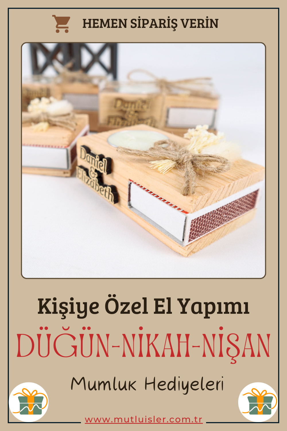 Kişiye Özel Ahşap Mumluk Düğün Hediyeleri, Nikah Hediyeleri, Nişan Hediyeleri