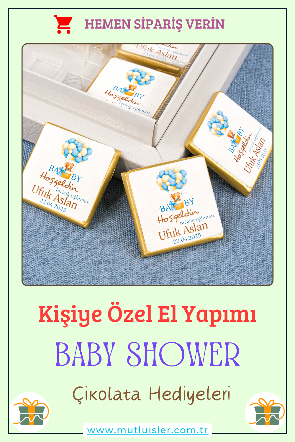 Kişiye Özel Baby Shower Çikolata Kutusu, Cinsiyet Partisi, Doğum Günü Kutlaması