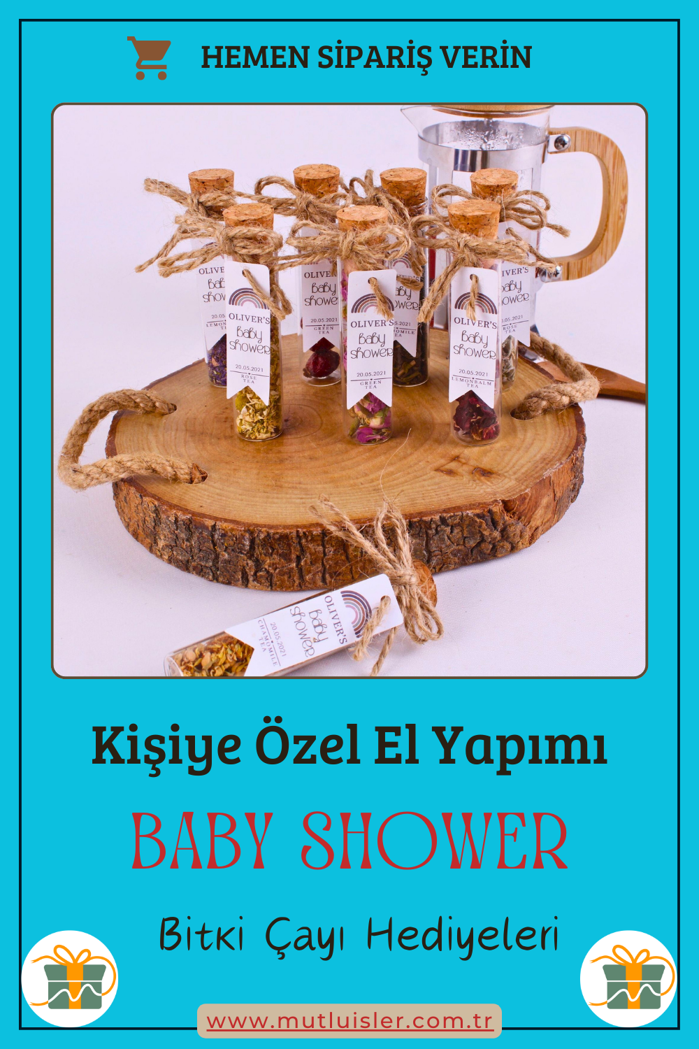Kişiye Özel Bitki Çayı Baby Shower Hediyeleri, Bebek Şekeri