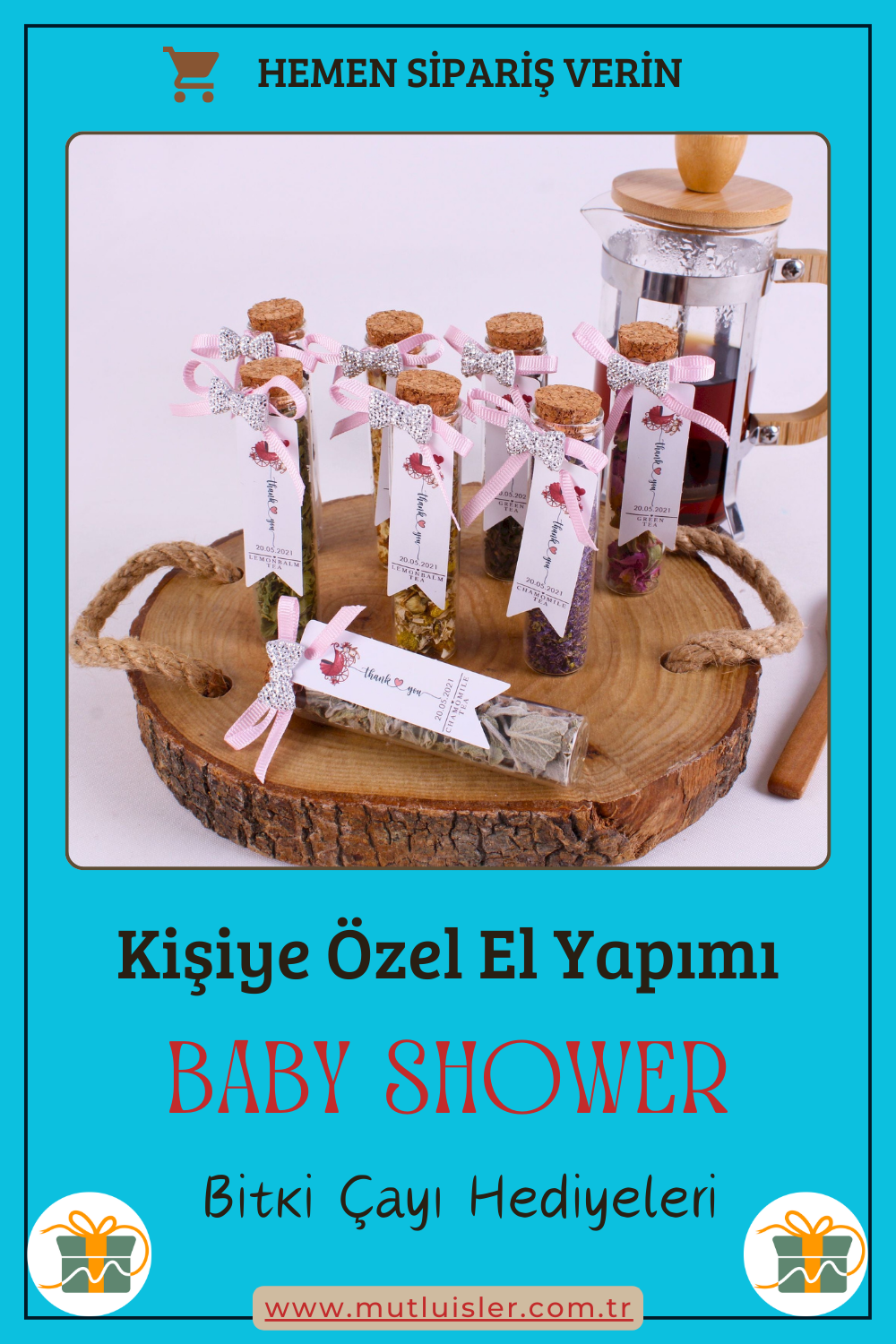 Kişiye Özel Bitki Çayı Baby Shower Hediyeleri, Bebek Şekeri