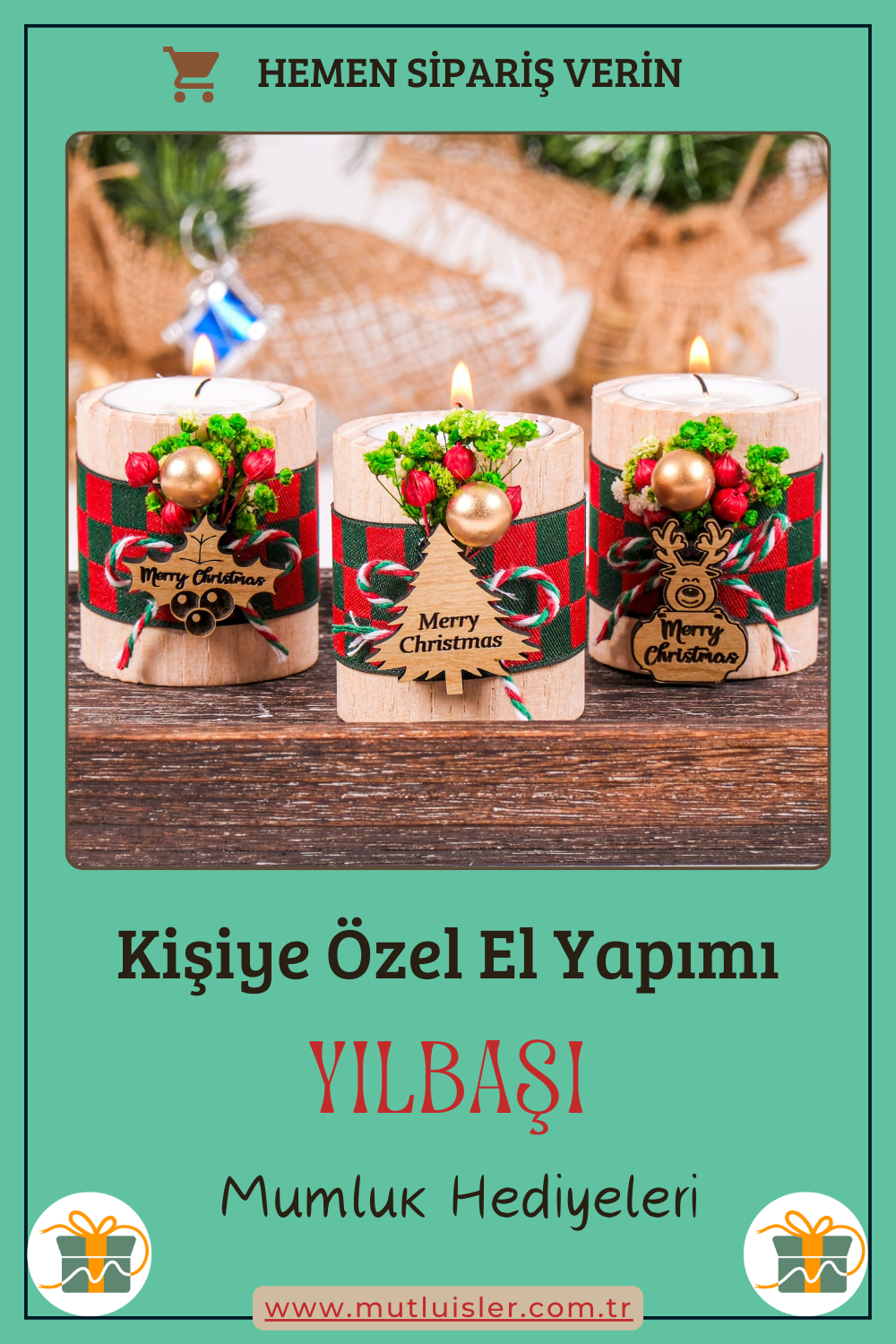 Kişiye Özel Yılbaşı Ahşap Mumluk | Unutulmaz Hediyeler