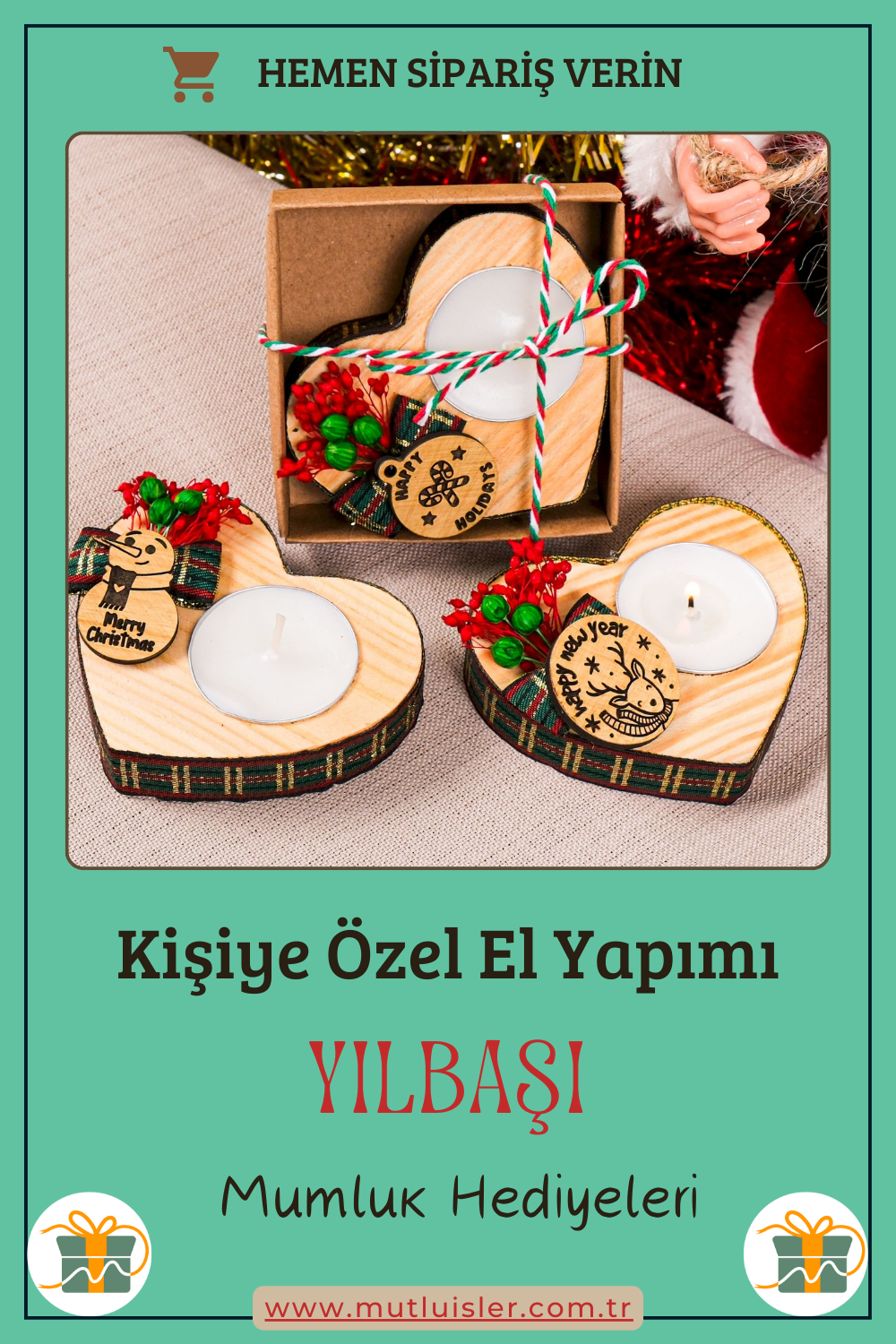 Kişiye Özel Yılbaşı Ahşap Mumluk Hediyeleri, Unutulmaz Hediye Fikirleri, Kalp Şeklinde Mumluk
