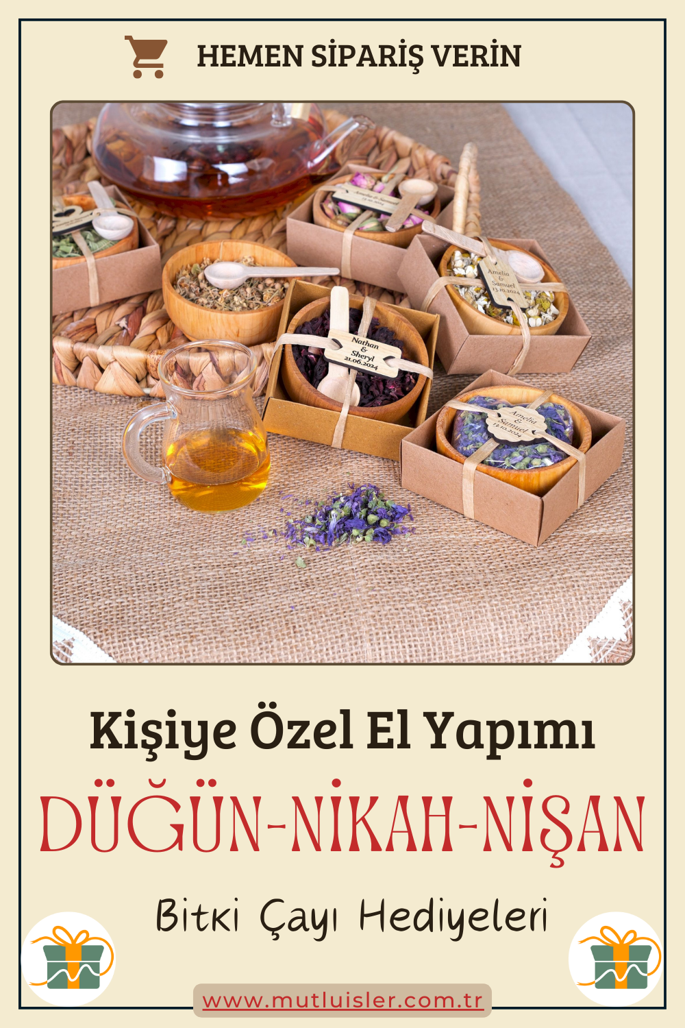 Kişiye Özel Hediyelik Bitki Çayı Düğün Hediyeleri, Nikah Hediyeleri, Nişan Hediyeleri