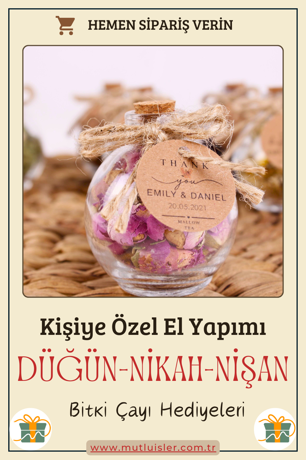 Kişiye Özel Hediyelik Bitki Çayı Düğün Hediyeleri, Nikah Hediyeleri, Nişan Hediyeleri