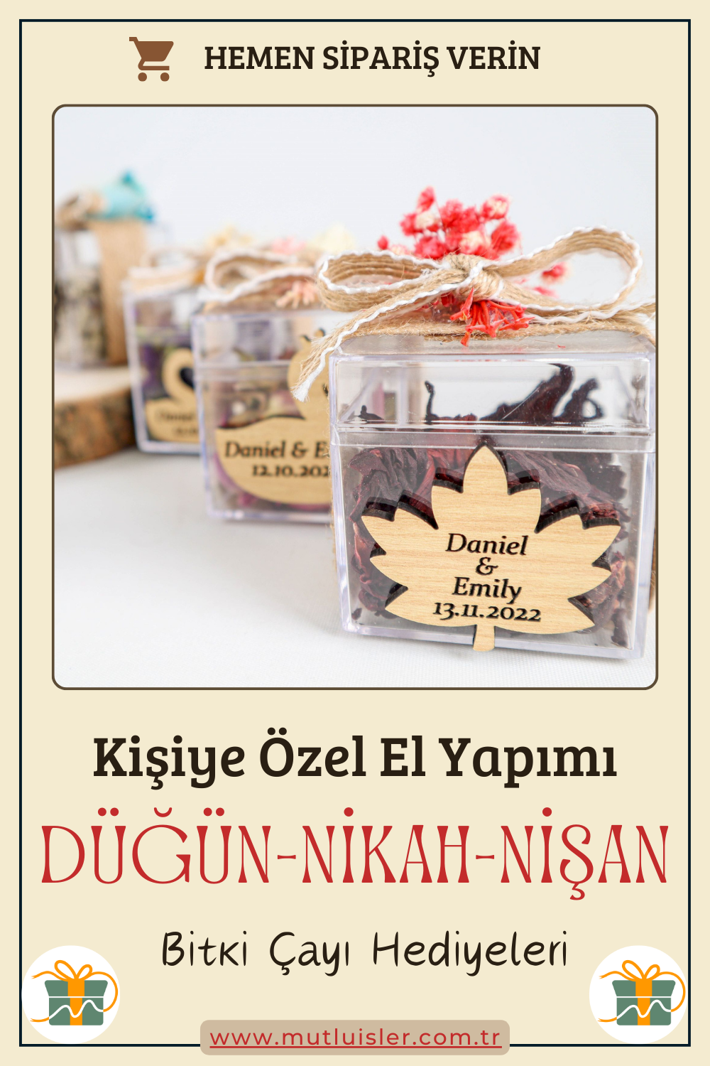 Kişiye Özel Hediyelik Bitki Çayı Düğün Hediyeleri, Nikah Hediyeleri, Nişan Hediyeleri