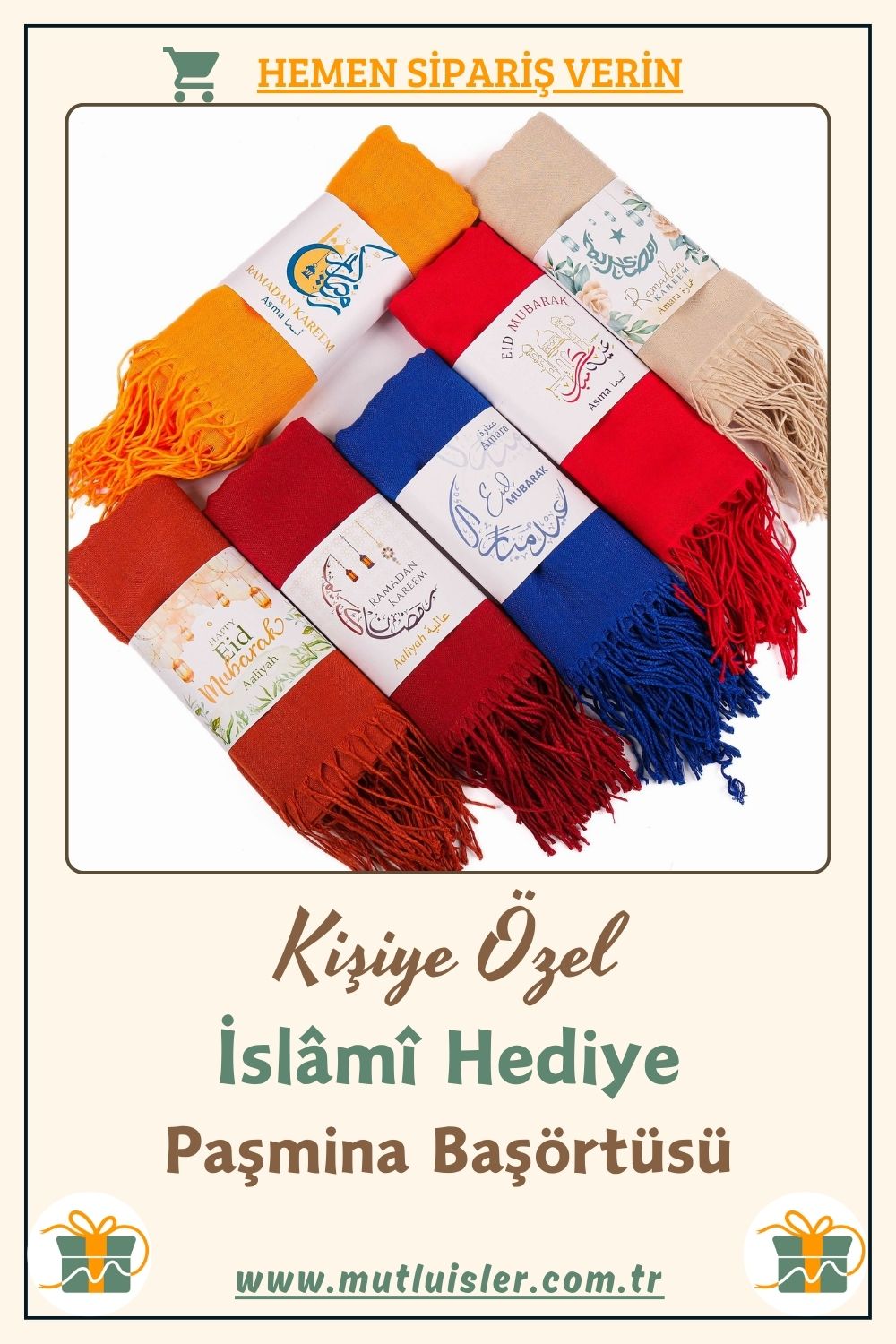 İsme Özel Paşmina Başörtüsü Hediye Seti | Bayram Ramazan Hediyelikleri, Eşarp Hazır Şal