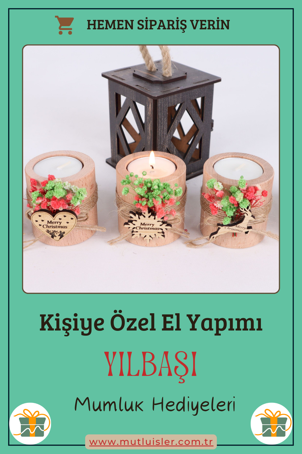 Kişiye Özel Yılbaşı Ahşap Mumluk | Unutulmaz Hediyeler