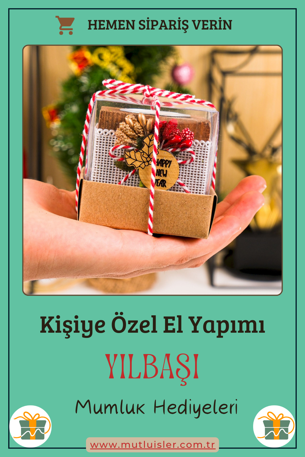 Kişiye Özel Yılbaşı Ahşap Mumluk | Unutulmaz Hediyeler