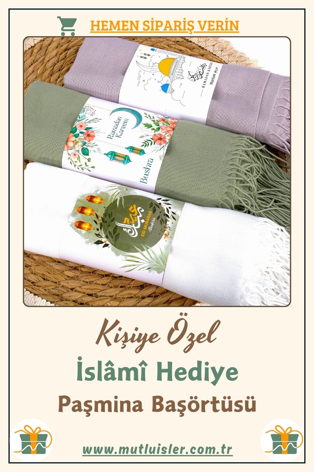 İsme Özel Paşmina Başörtüsü Hediye Seti | Bayram Ramazan Hediyelikleri, Eşarp Hazır Şal