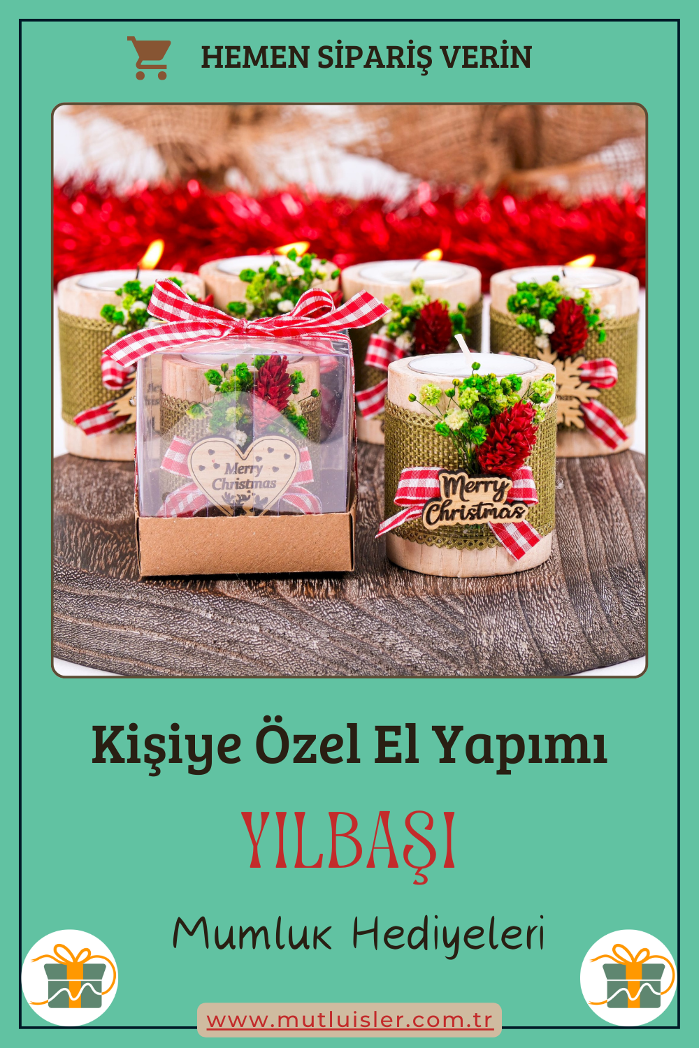 Kişiye Özel Yılbaşı Ahşap Mumluk | Unutulmaz Hediyeler