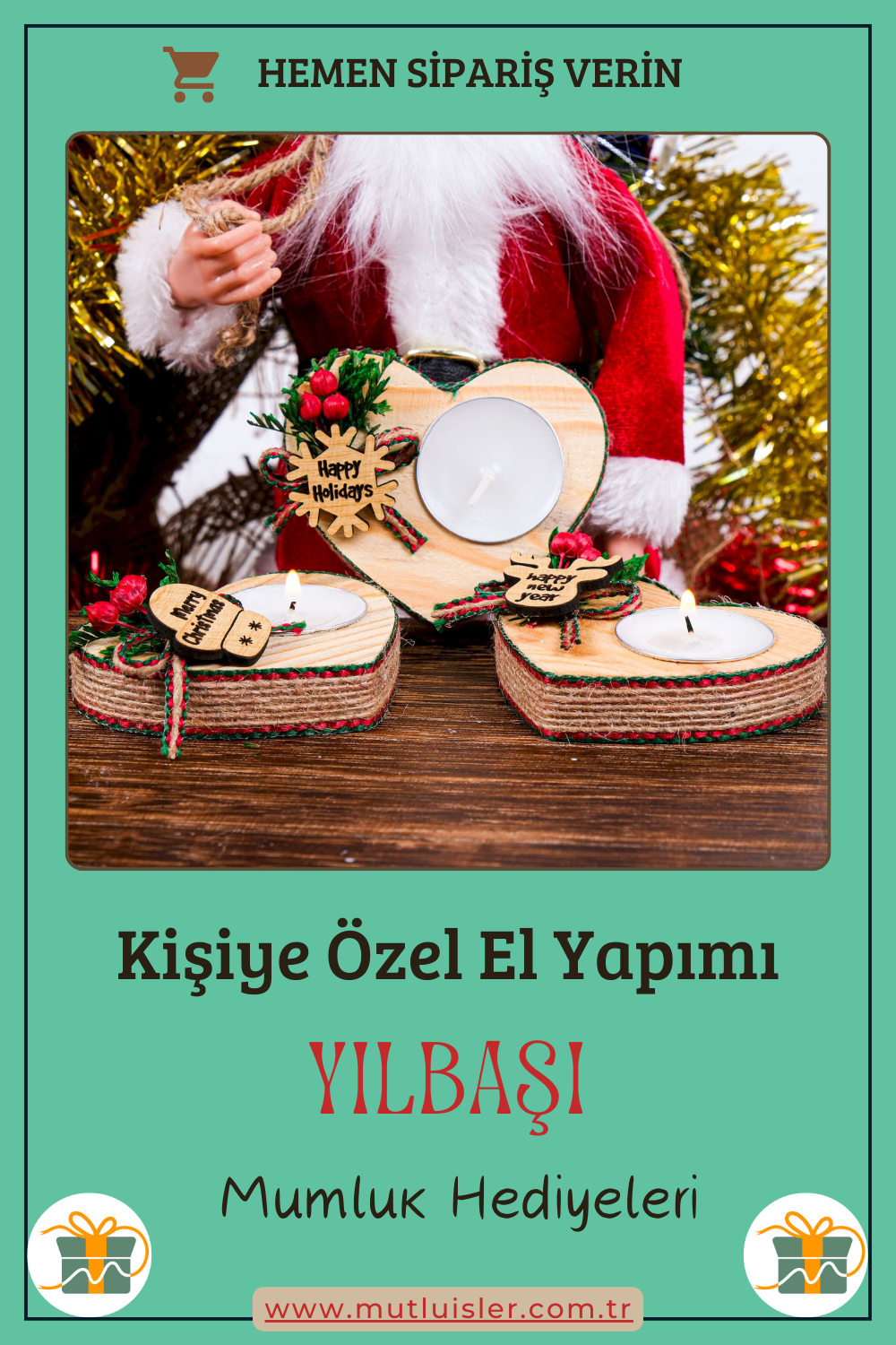 Kişiye Özel Yılbaşı Ahşap Mumluk Hediyeleri, Unutulmaz Hediye Fikirleri, Kalp Şeklinde Mumluk