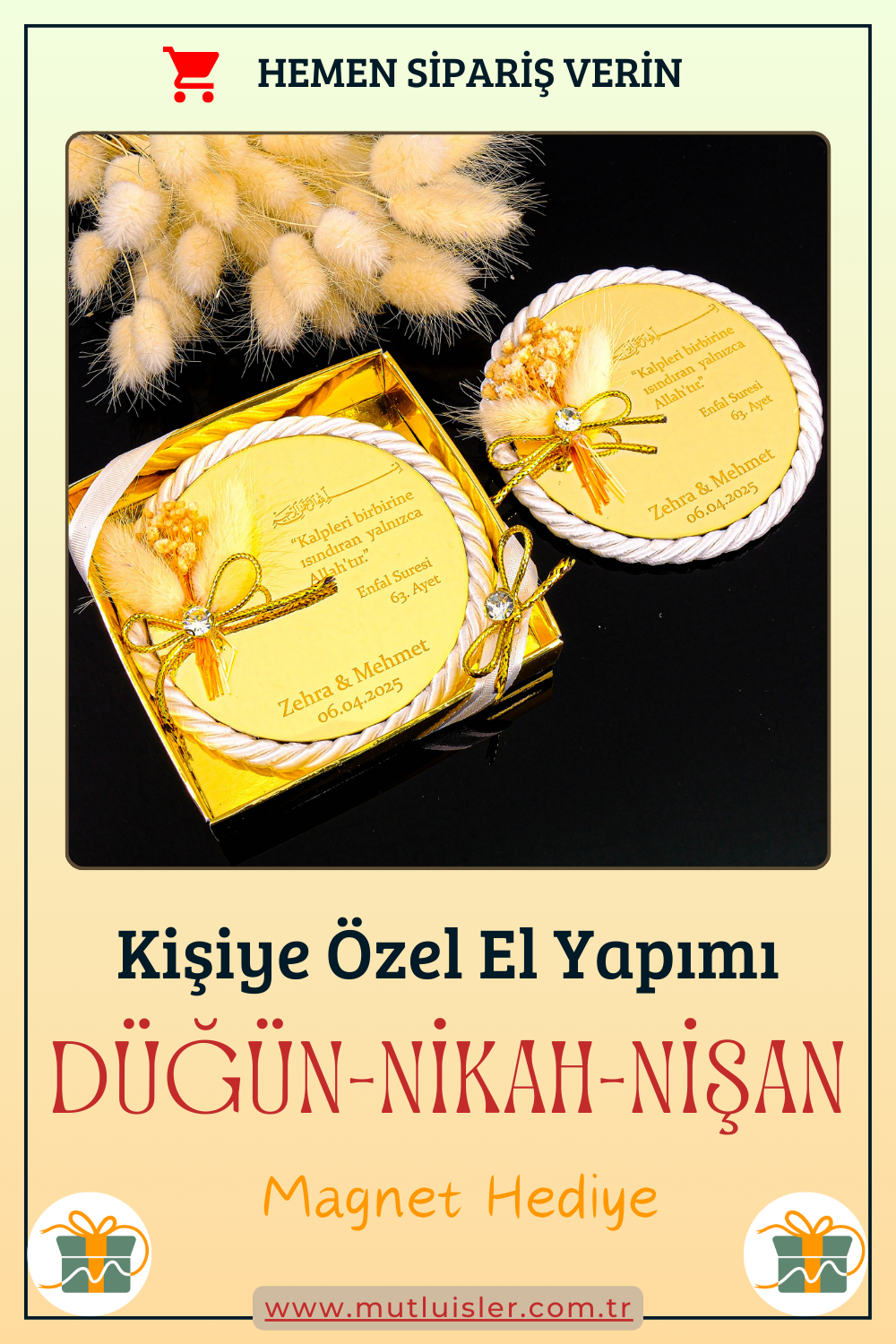 Kişiselleştirilmiş Düğün Hediyesi Ayetel Kürsi-Ayetli Magnet, Nişan Hediyesi, Nikah hediyesi
