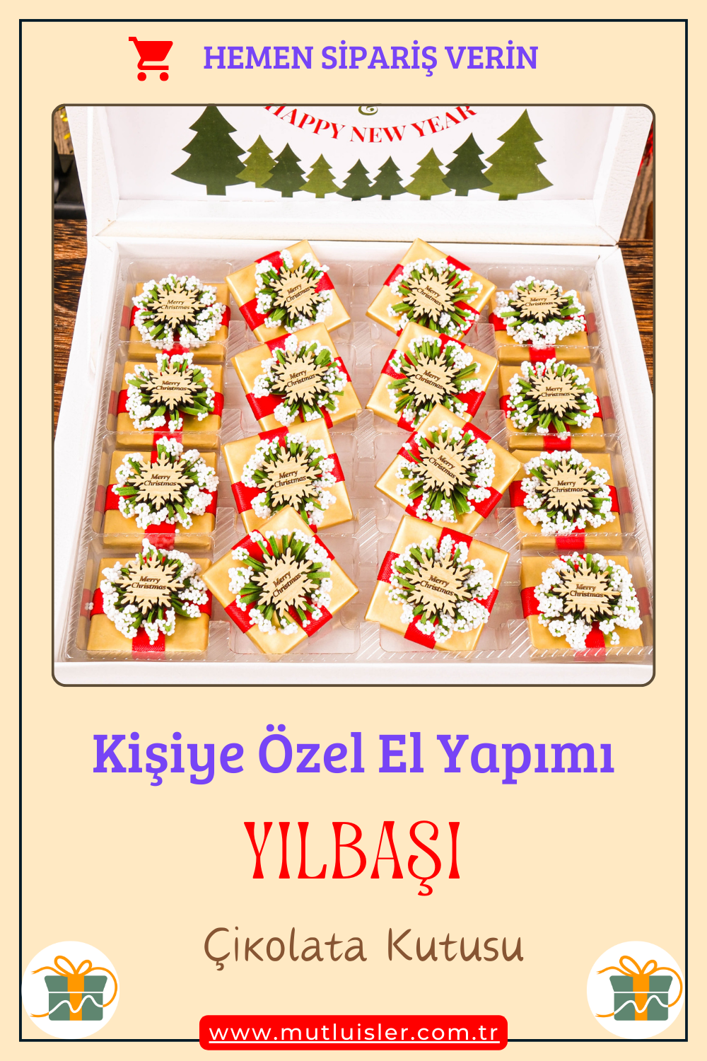 Kişiye Özel Yılbaşı Çikolata Kutusu, Yılbaşı İkramlık, Yeni Yıl Kutlaması