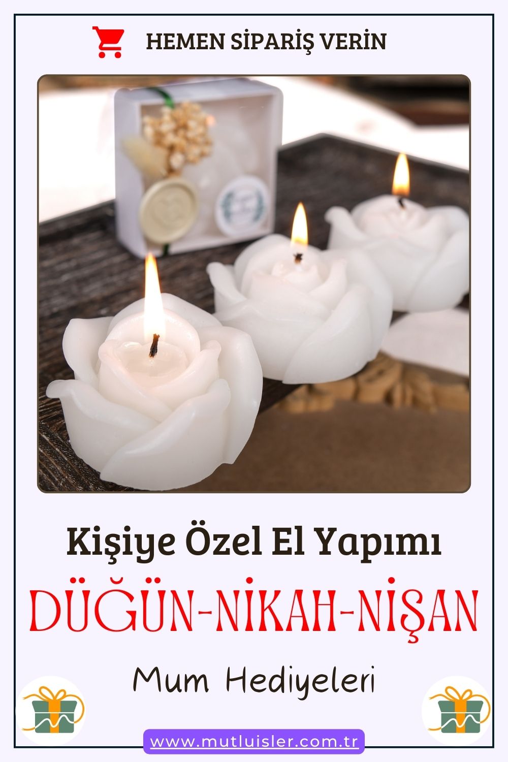 Kişiye Özel Gül Şeklinde Mum Düğün Hediyeleri, Kına Hediyeleri, Nikah Hediyeleri