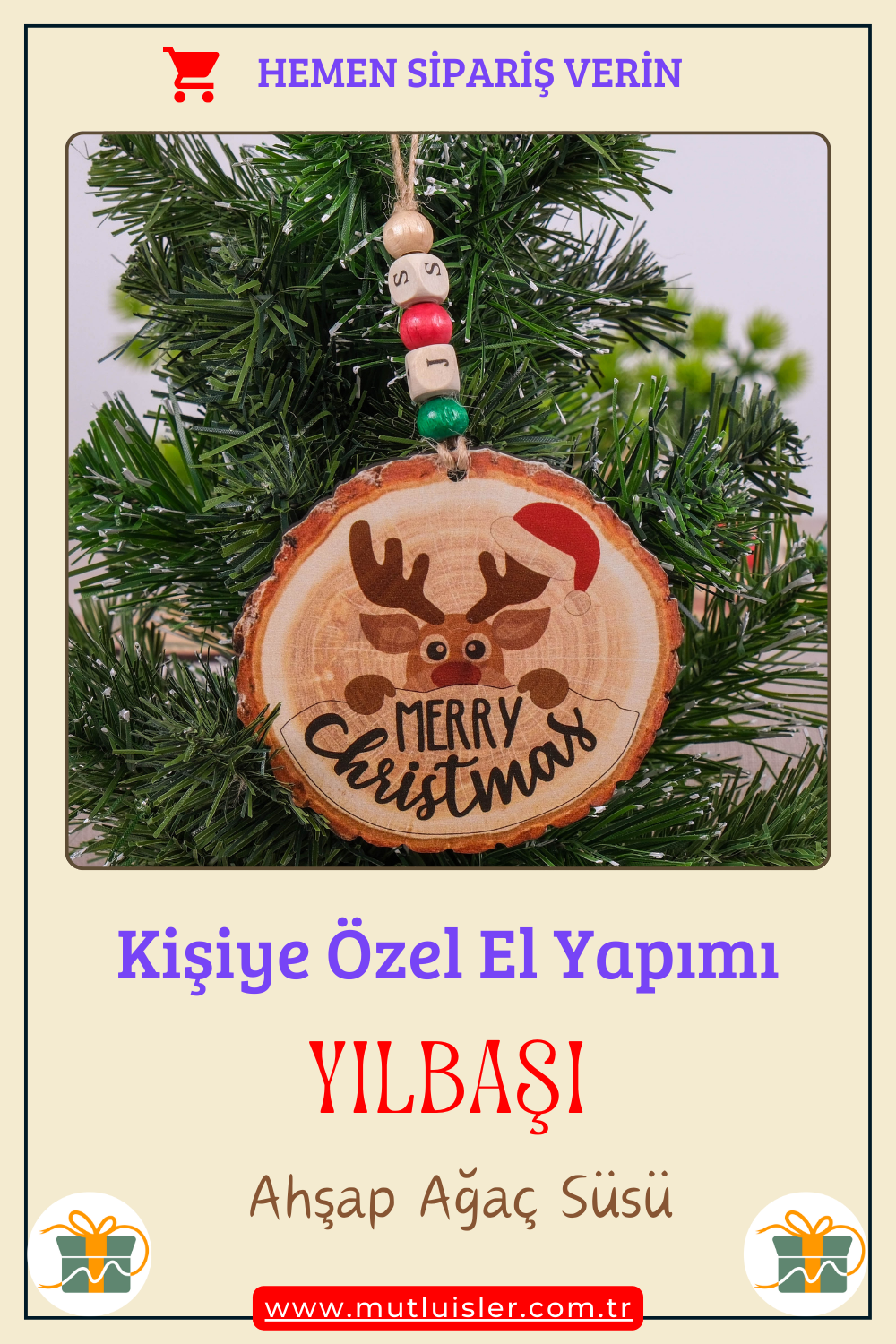 Kişiselleştirilmiş Yılbaşı Ağacı Süsleri, Noel Süsleri, Ahşap Yılbaşı Süsü