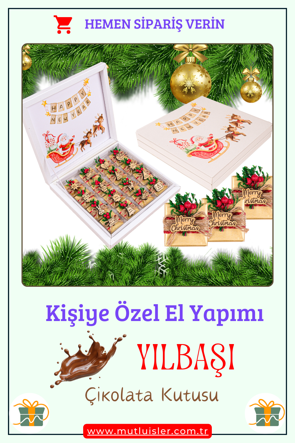 Kişiye Özel Yılbaşı Çikolata Kutusu, Yılbaşı İkramlık, Yeni Yıl Kutlaması