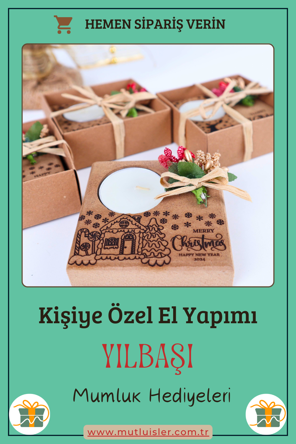 Kişiye Özel Yılbaşı Ahşap Mumluk | Unutulmaz Hediyeler