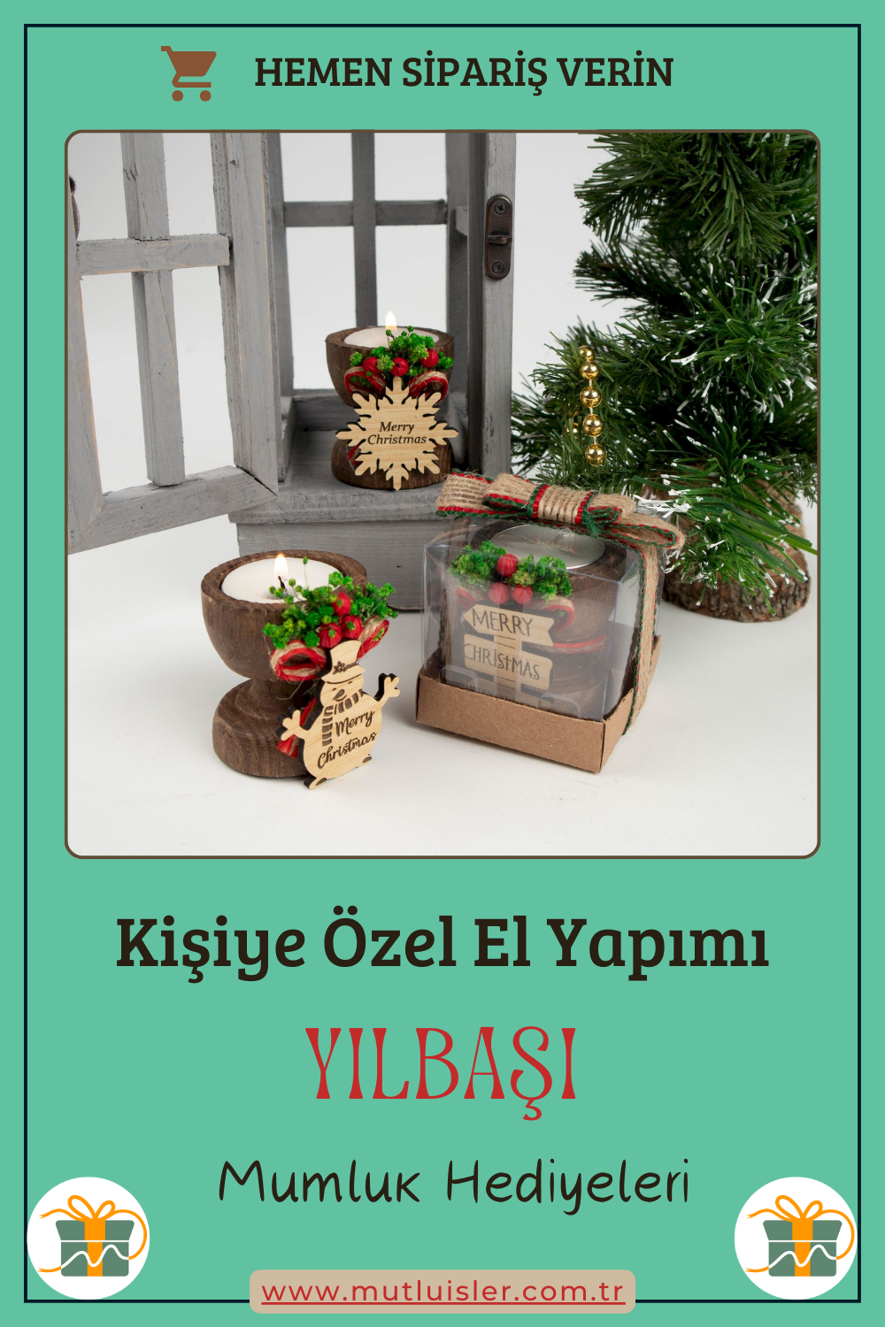 Kişiye Özel Yılbaşı Ahşap Mumluk | Unutulmaz Hediyeler