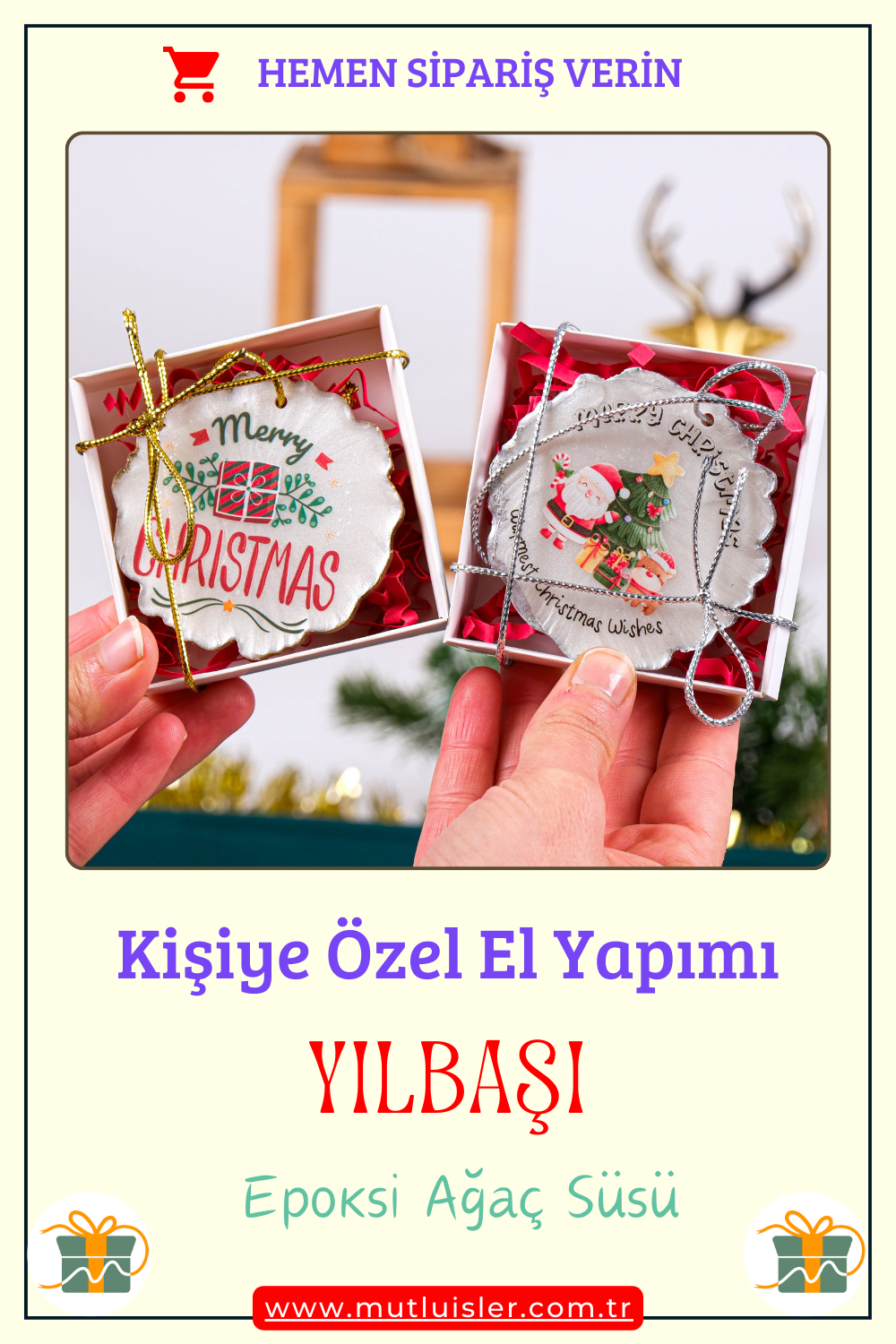 Kişiselleştirilmiş Yılbaşı Ağacı Süsleri, Çam Ağacı Süslemeleri, Epoksi Yılbaşı Süsü