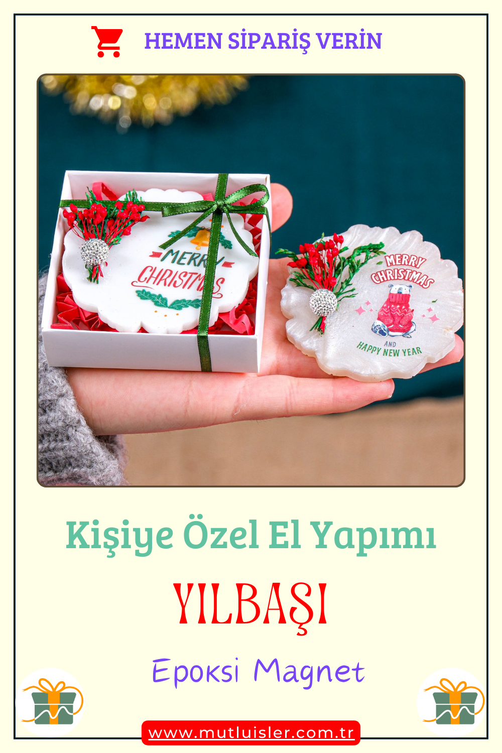 Kişiselleştirilmiş Yılbaşı Buzdolabı Süsleri, Yılbaşı Magneti, Yeni Yıl Süsleri, Yeni Yıl Epoksi Magnet