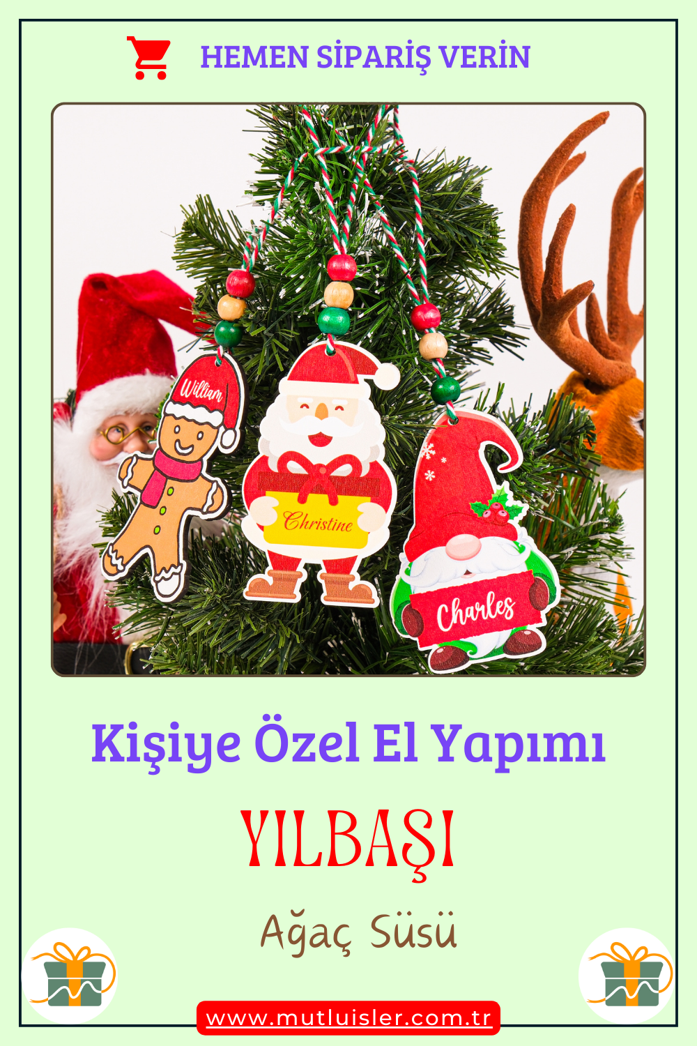 Kişiselleştirilmiş Yılbaşı Ağacı Süsleri, Askı İpli Farklı Yılbaşı Süsleri, Yeni Yıl Süsleri