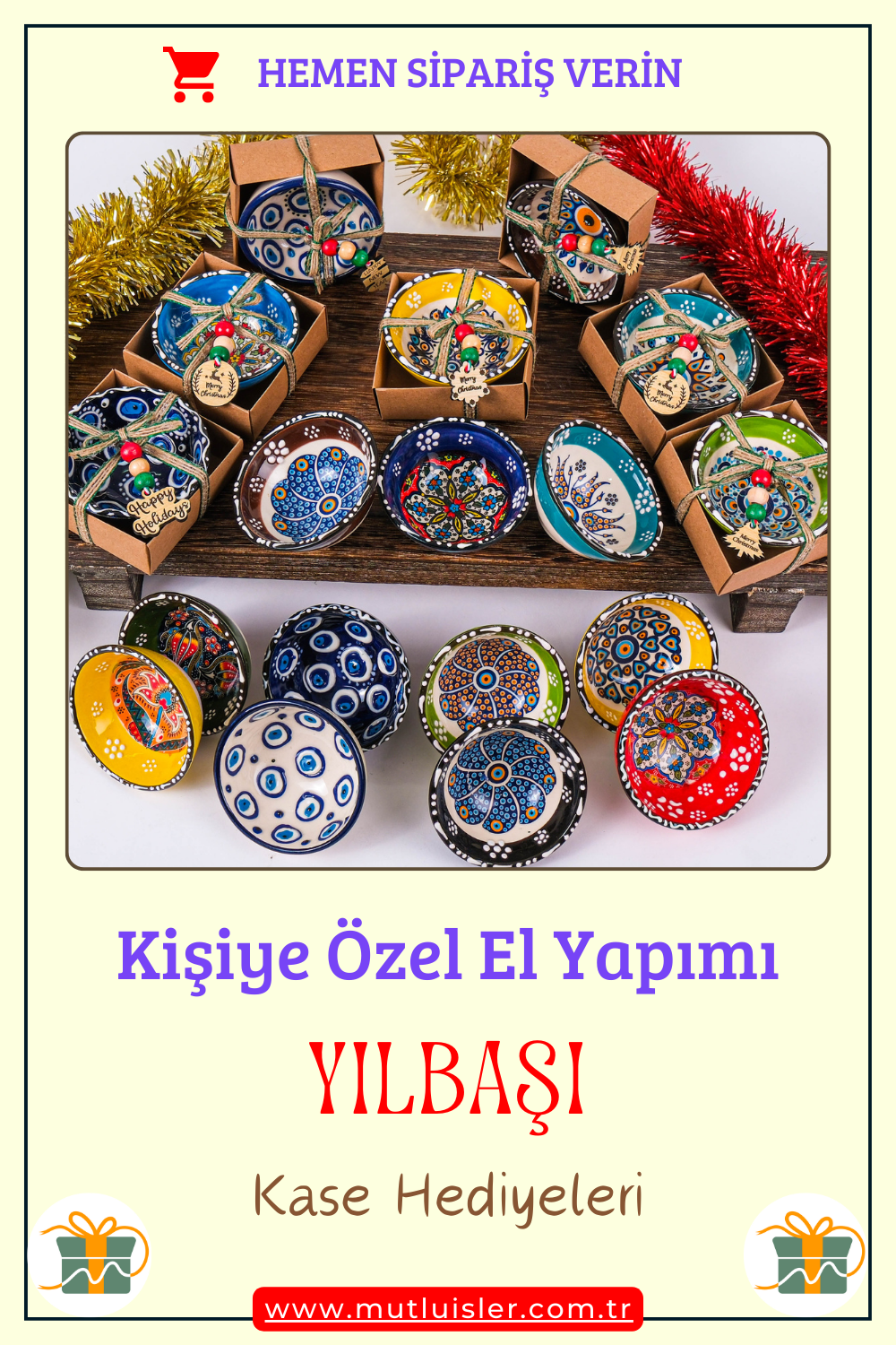 Kişiselleştirilmiş Yılbaşı Temalı Çini Kase, Farklı Yılbaşı Hediyesi, Yeni Yıl Hediyesi