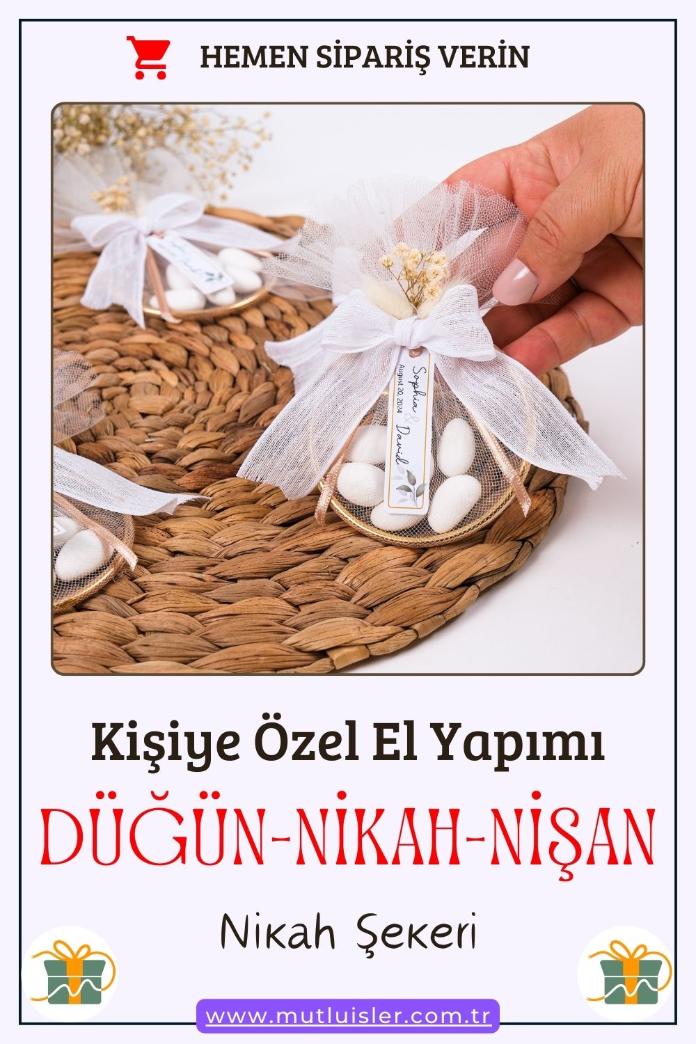 Kişiye Özel Nikah Şekeri, Badem Şekeri Düğün Hediyesi, Kına Hediyeleri, Nikah Hediyeleri