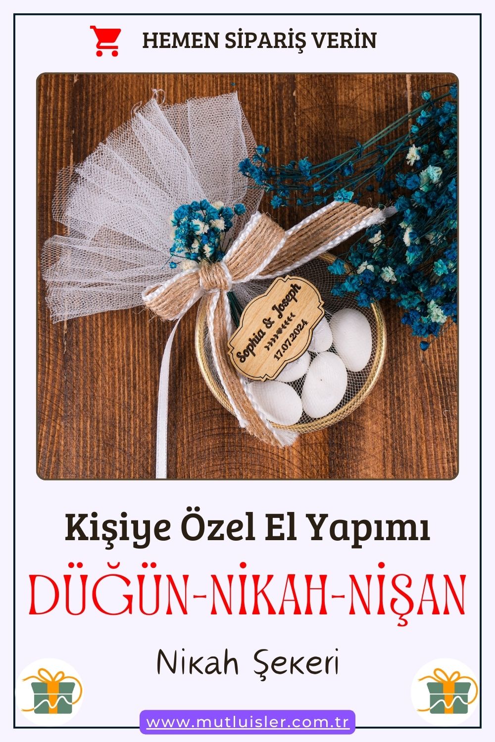 Kişiye Özel Nikah Şekeri, Badem Şekeri Düğün Hediyesi, Kına Hediyeleri, Nikah Hediyeleri