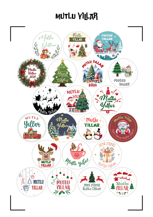 Mutlu Yıllar Yılbaşı Sticker, Yılbaşı Çıkartma Cam Sticker Happy New Year Sticker