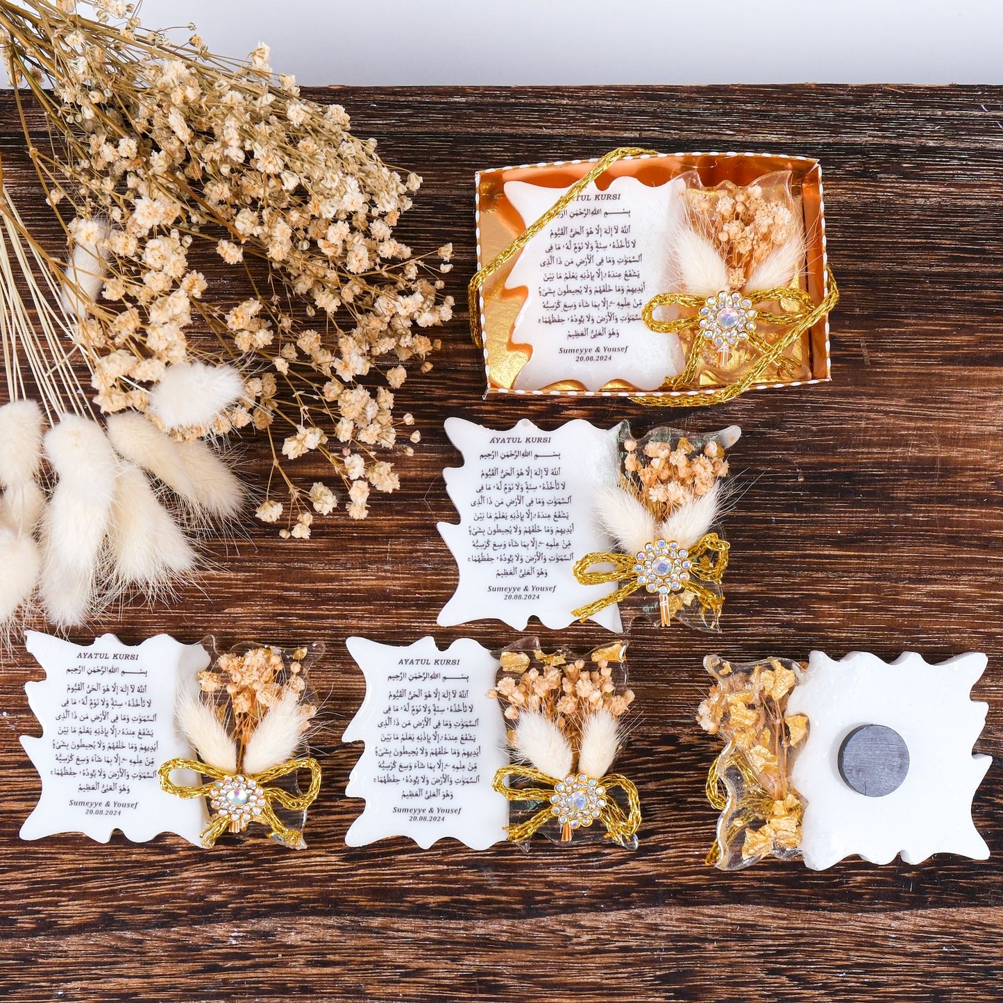 Kişiselleştirilmiş Mevlit Bebek Epoksi Magnet, Baby Shower Buzdolabı Magneti, Kişiye Özel Ayet-el Kürsi Mevlüt Hediyeleri