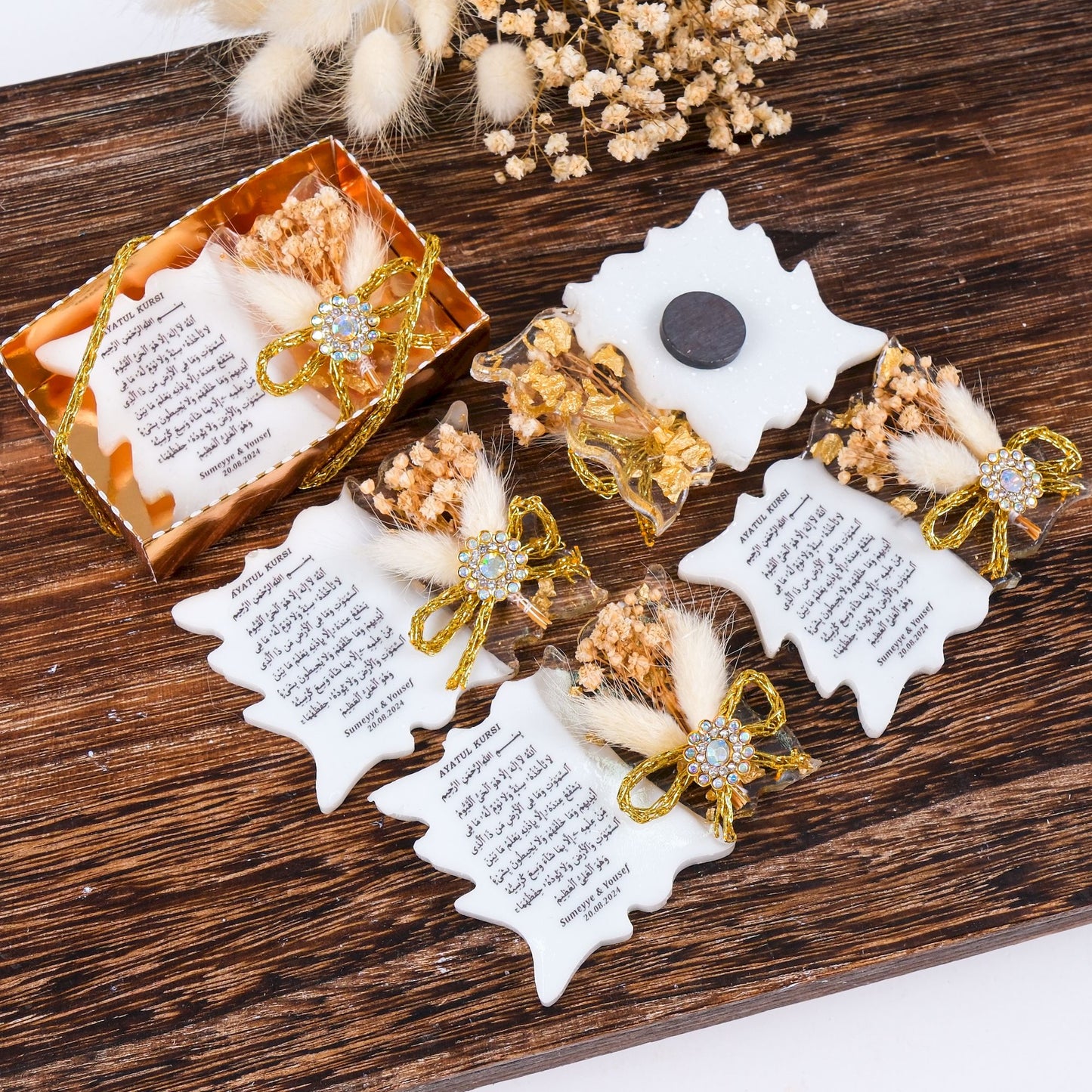 Kişiselleştirilmiş Mevlit Bebek Epoksi Magnet, Baby Shower Buzdolabı Magneti, Kişiye Özel Ayet-el Kürsi Mevlüt Hediyeleri