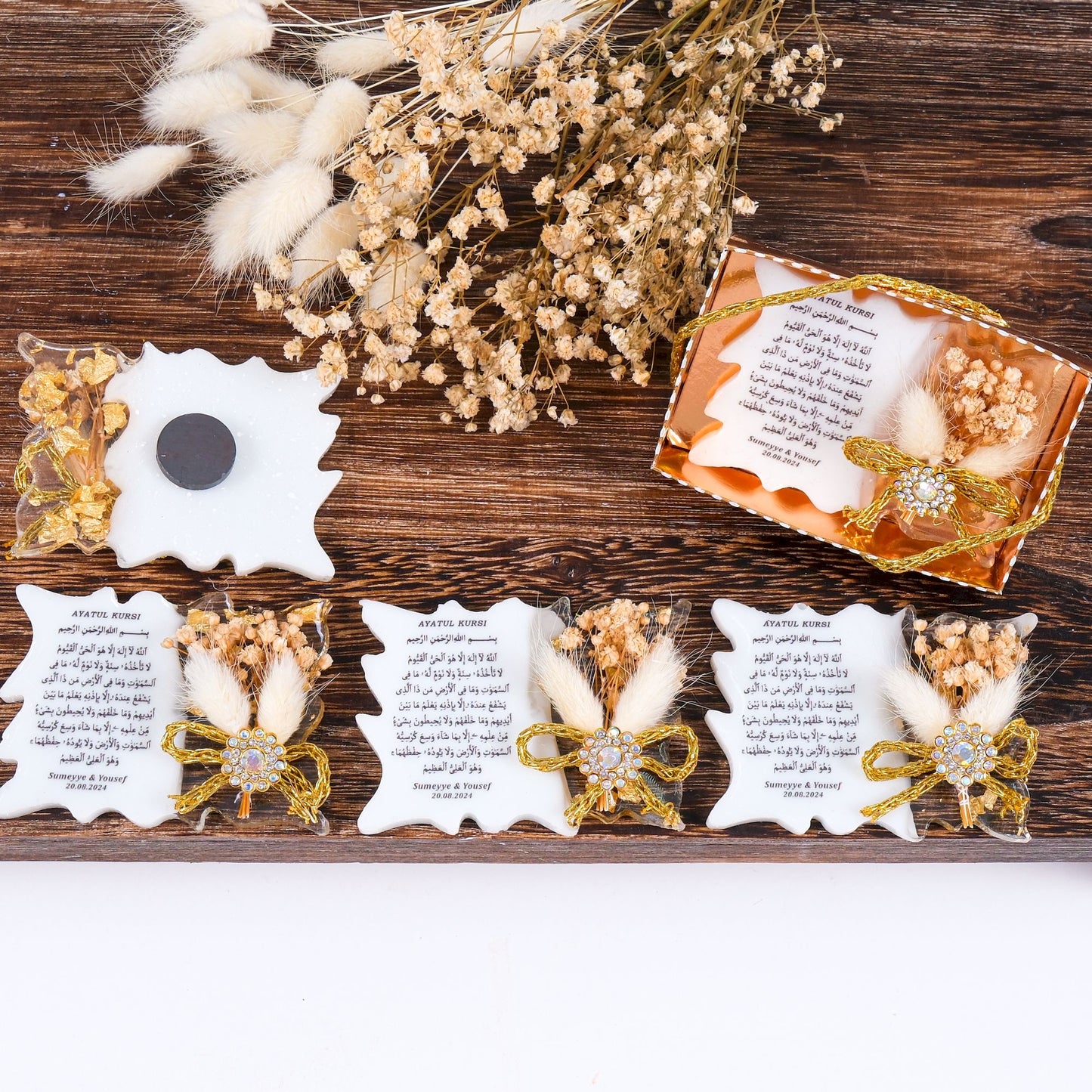 Kişiselleştirilmiş Mevlit Bebek Epoksi Magnet, Baby Shower Buzdolabı Magneti, Kişiye Özel Ayet-el Kürsi Mevlüt Hediyeleri