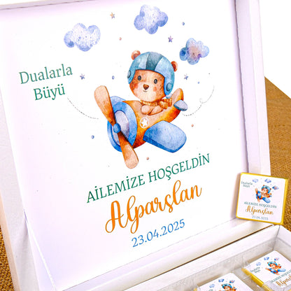 Kişiye Özel Baby Shower Çikolata Kutusu, 1 Yaş Doğum Günü İkramlık, Doğum Günü Kutlaması