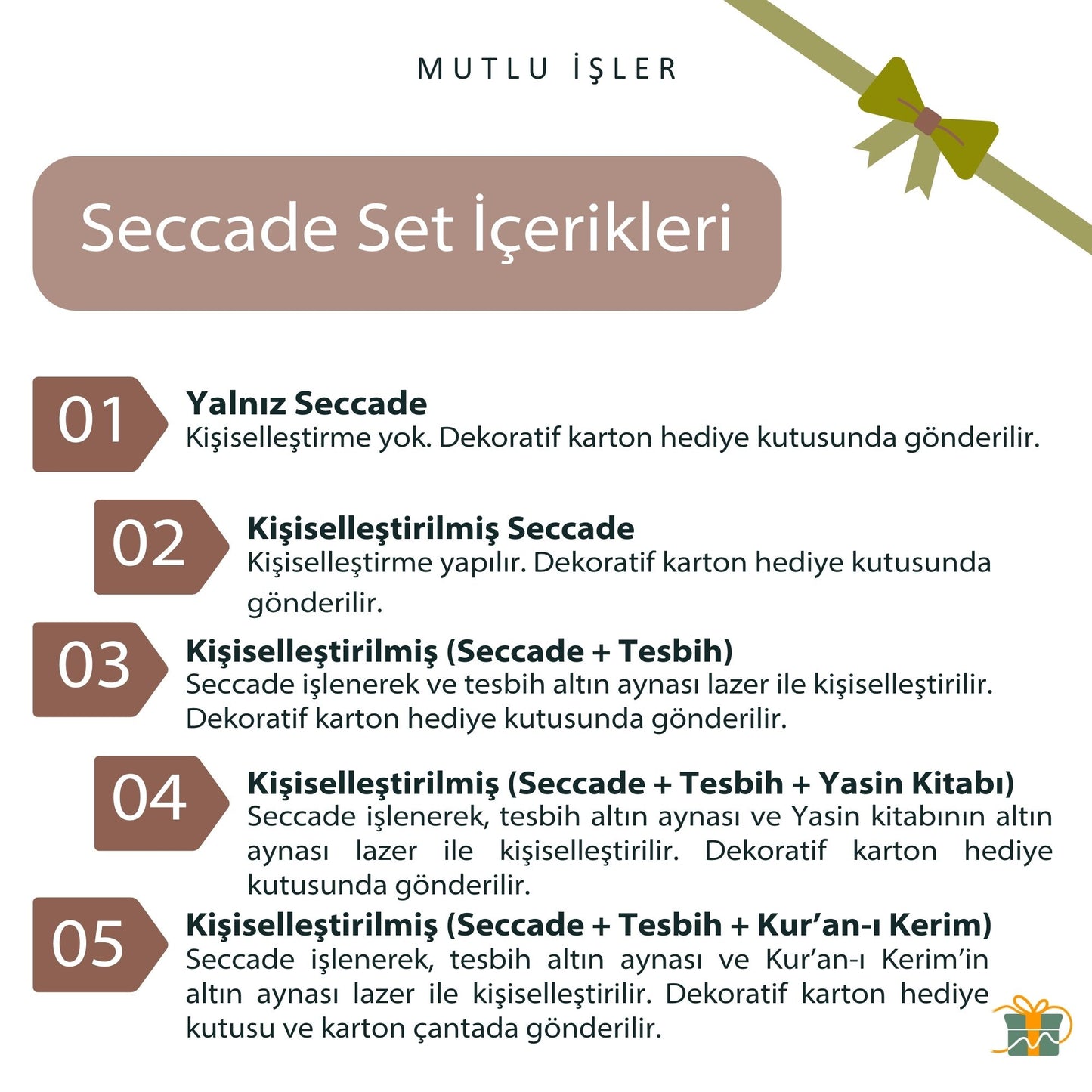 Kişiselleştirilmiş İsme Özel Seccade Kuran Tesbih Hediye Seti, Hediyelik İsimli Seccade Seti