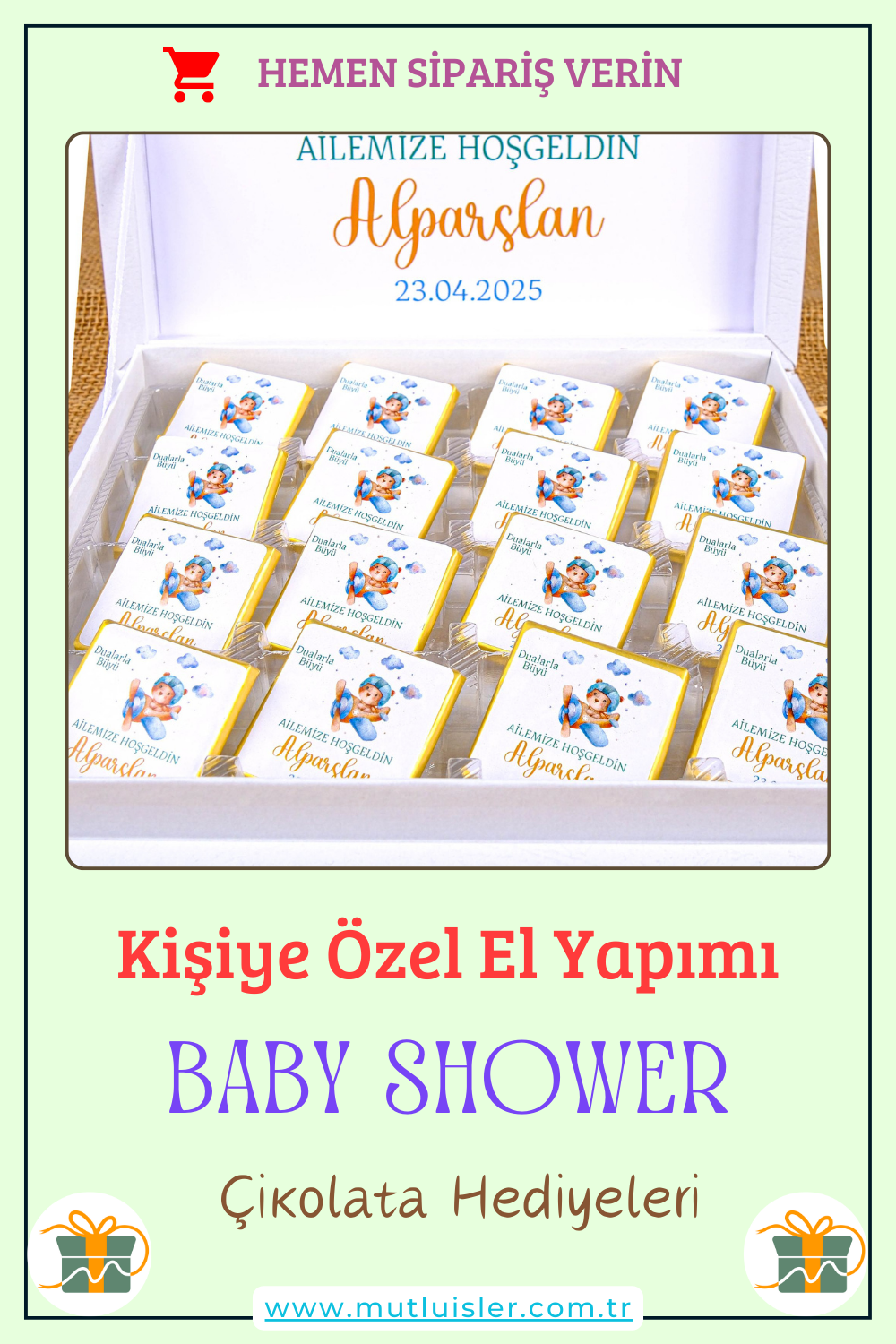 Kişiye Özel Baby Shower Çikolata Kutusu, 1 Yaş Doğum Günü İkramlık, Doğum Günü Kutlaması