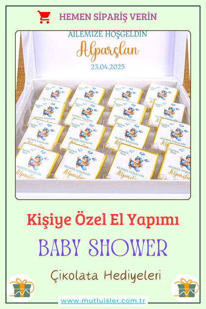 Kişiye Özel Baby Shower Çikolata Kutusu, 1 Yaş Doğum Günü İkramlık, Doğum Günü Kutlaması