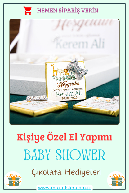 Kişiye Özel Baby Shower Çikolata Kutusu, 1 Yaş Doğum Günü İkramlık, Doğum Günü Kutlaması