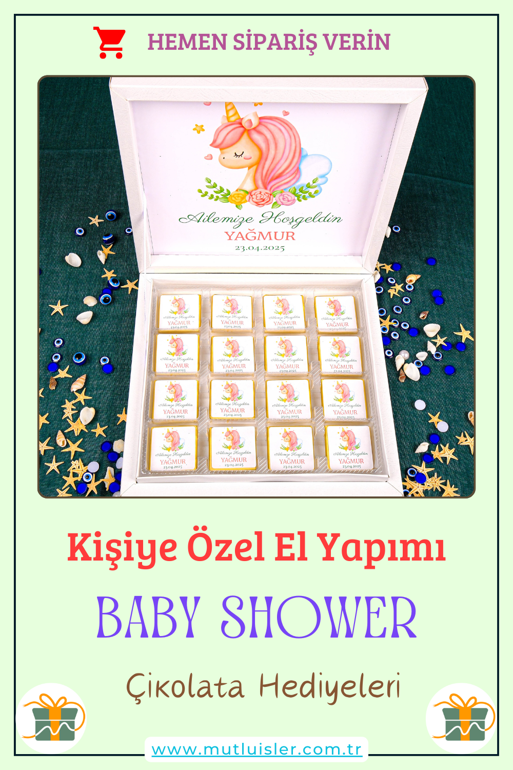 Kişiye Özel Baby Shower Çikolata Kutusu, 1 Yaş Doğum Günü İkramlık, Doğum Günü Kutlaması