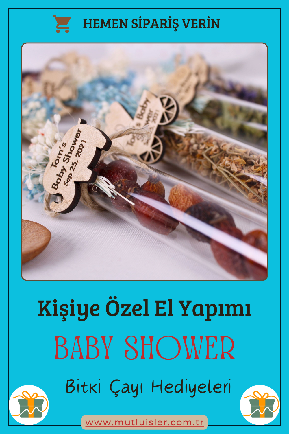 Kişiye Özel Bitki Çayı Baby Shower Hediyeleri, Bebek Şekeri