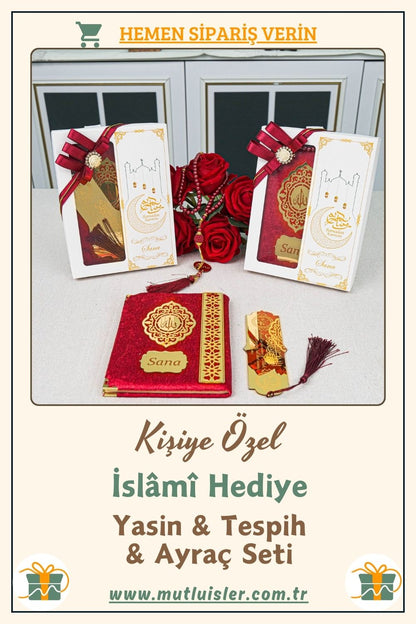 İsme Özel Yasin Tespih Ayraç Hediye Seti | Düğün, Nikah, Ramazan Hediyelikleri, Dini Hediye