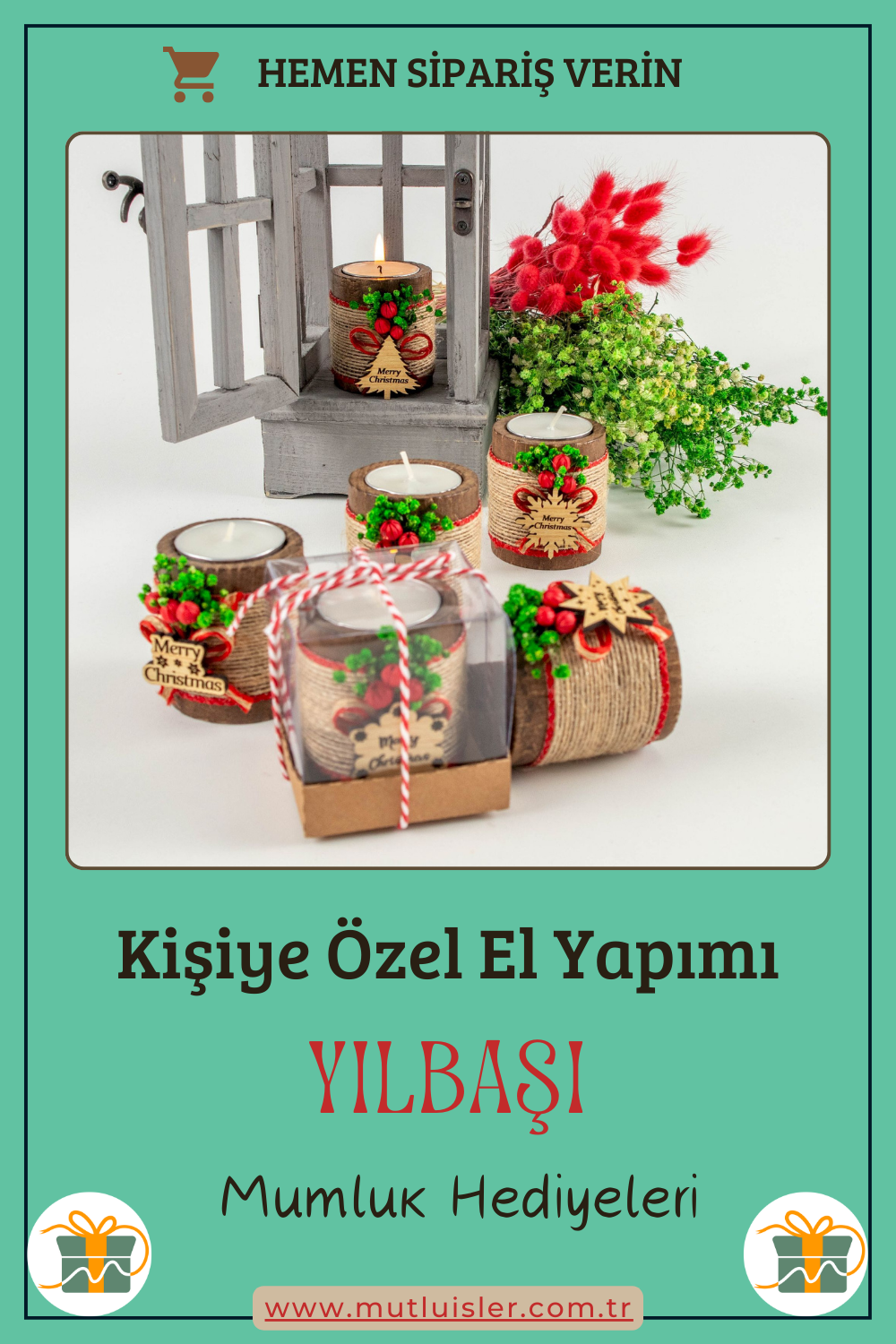 Kişiye Özel Yılbaşı Ahşap Mumluk | Unutulmaz Hediyeler