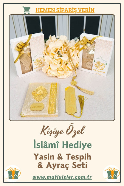 İsme Özel Yasin Tespih Ayraç Hediye Seti | Düğün, Nikah, Ramazan Hediyelikleri, Dini Hediye